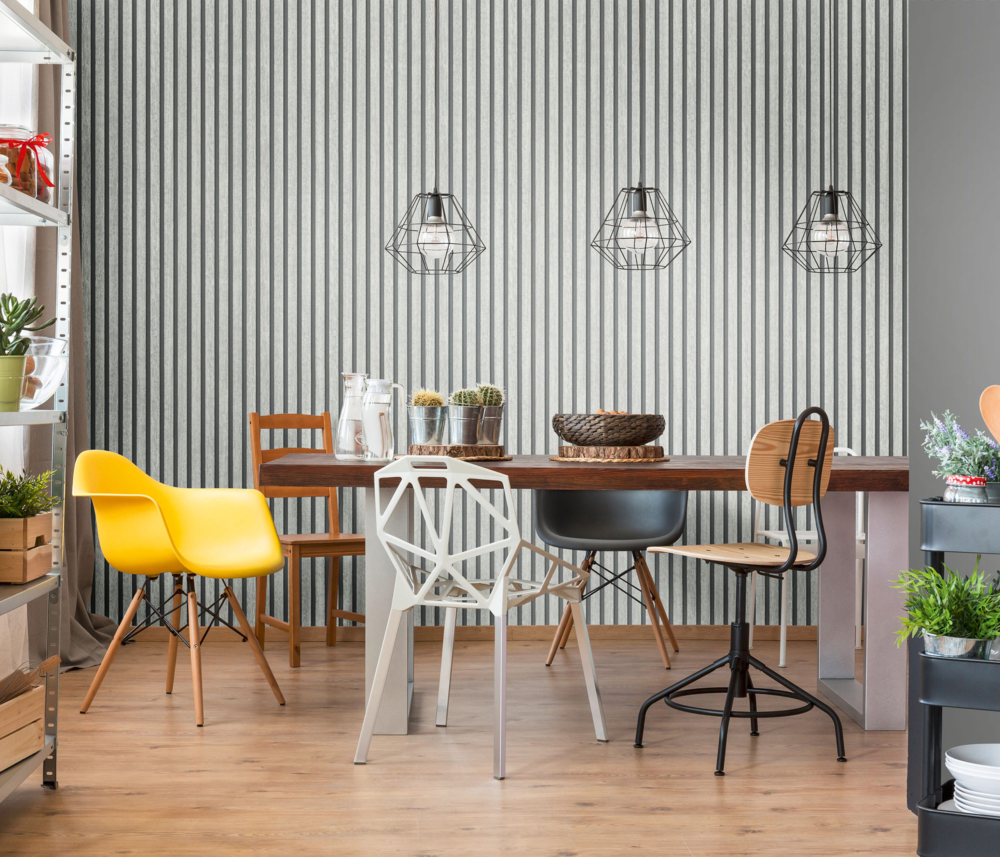 Erismann Vliestapete Holzpaneel hellgrau 1040031