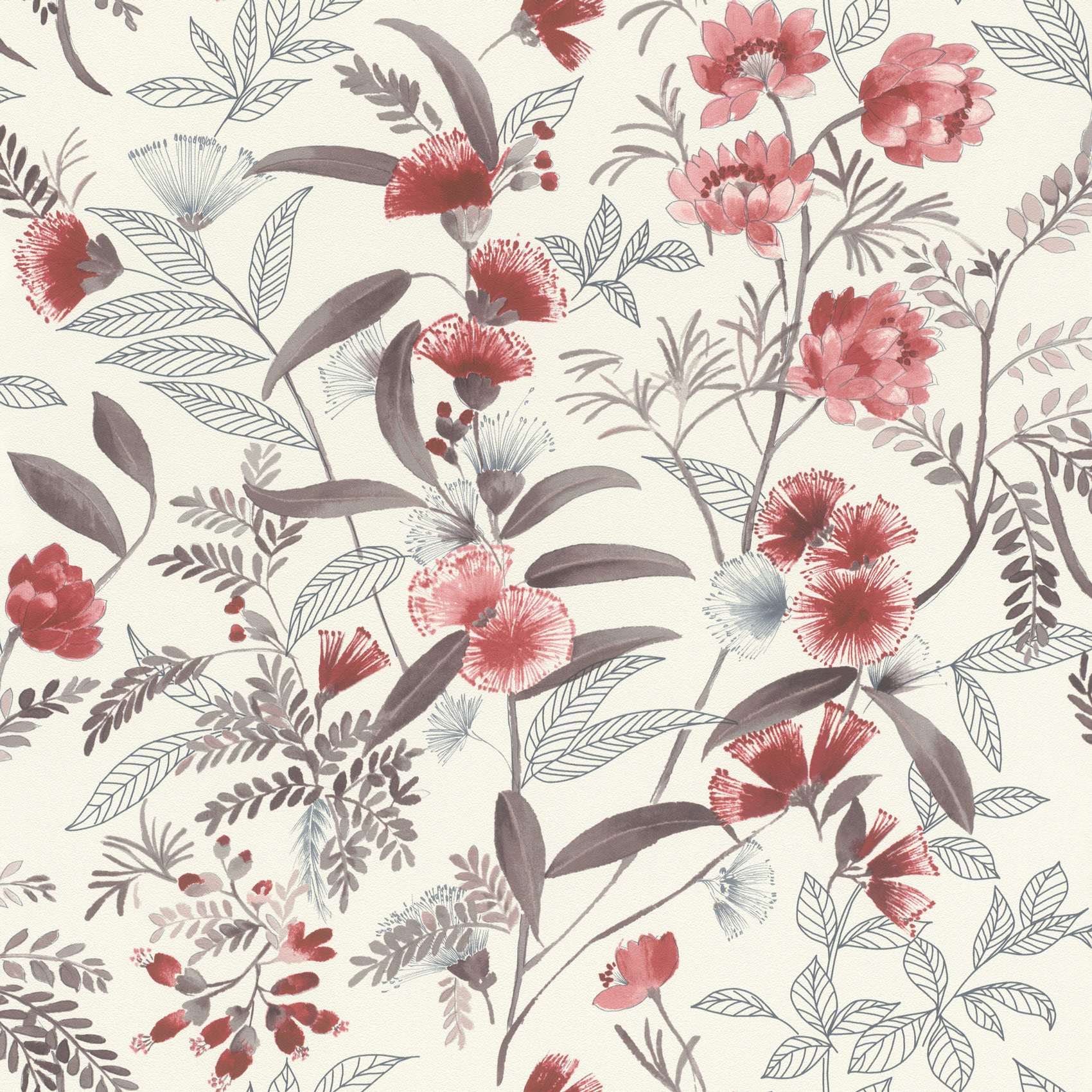 Rasch Vliestapete Symphony Rot-Dunkelrot Blumen 869118