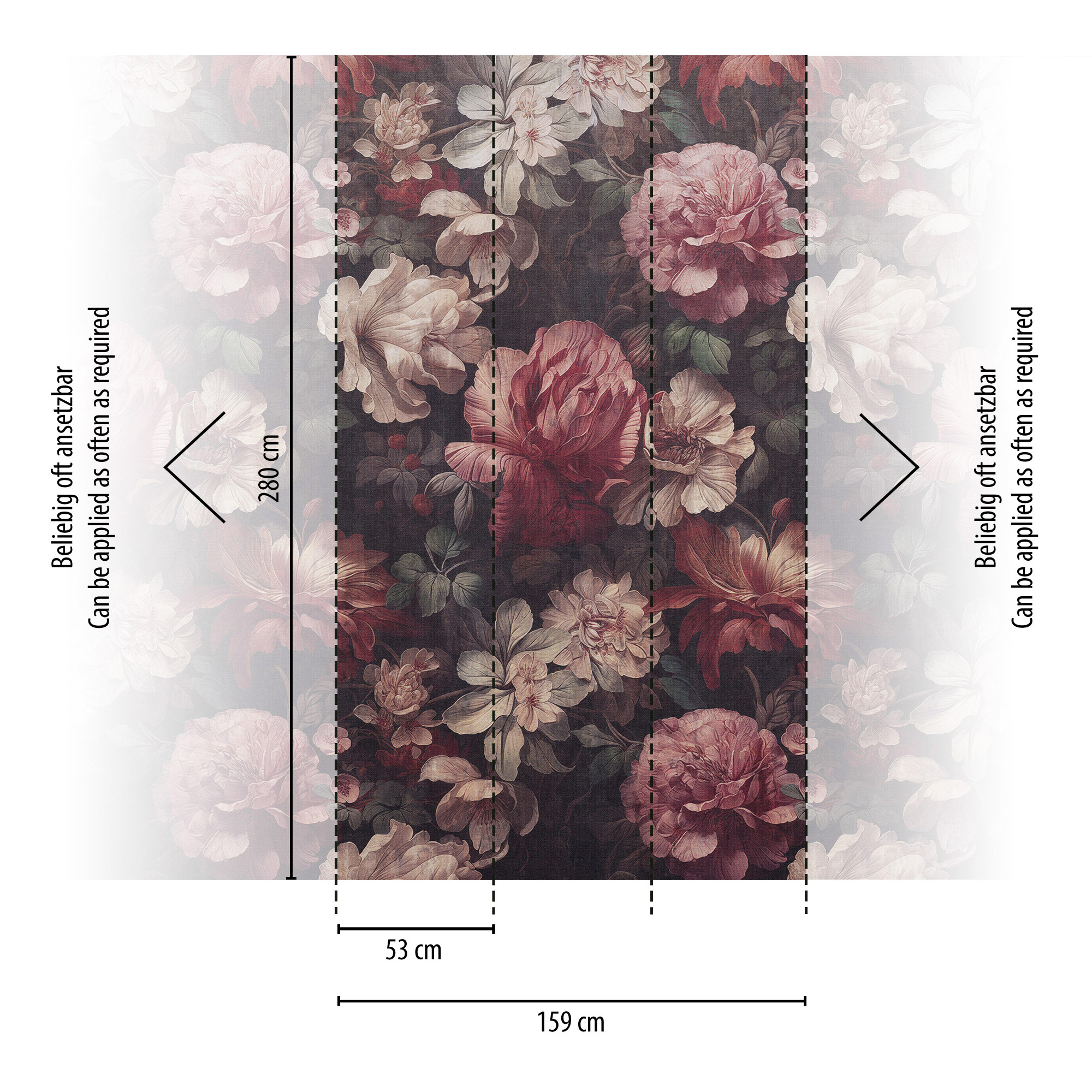 AS Fototapete The Wall 4 Blumen Rosa 792237