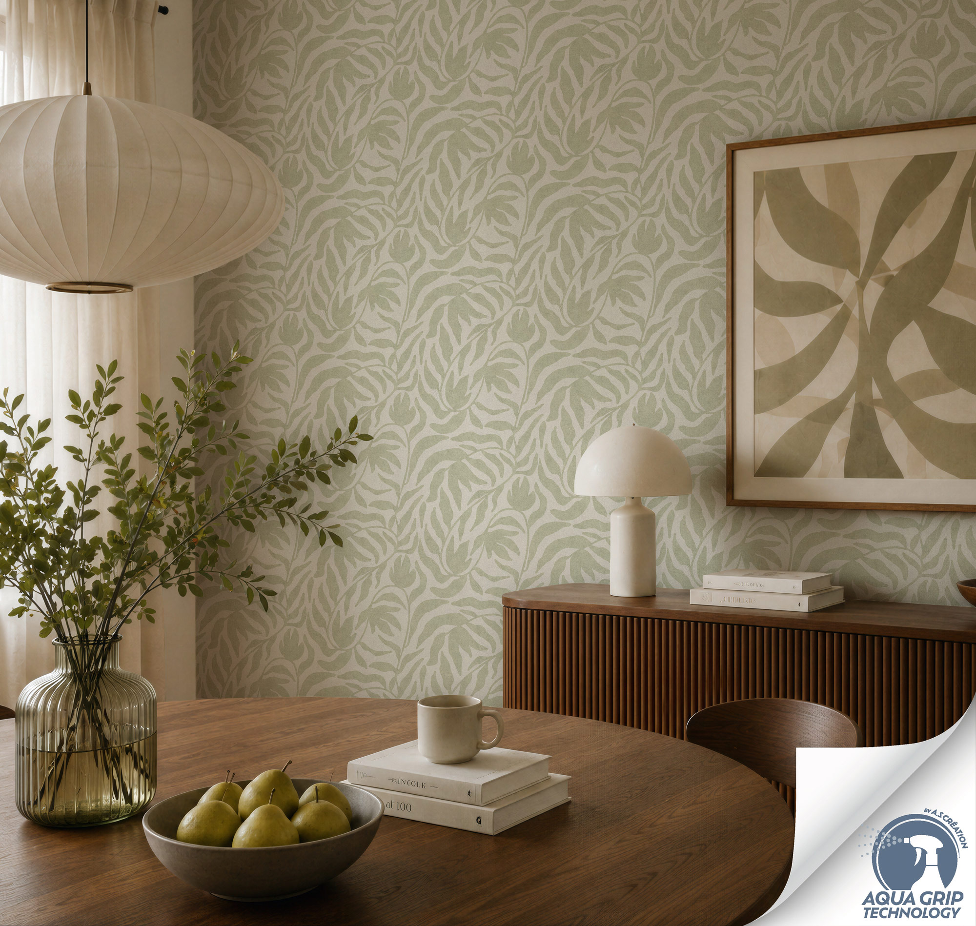 AS Vliestapete Cosiness Designdrop 2 Natur Grün 793142