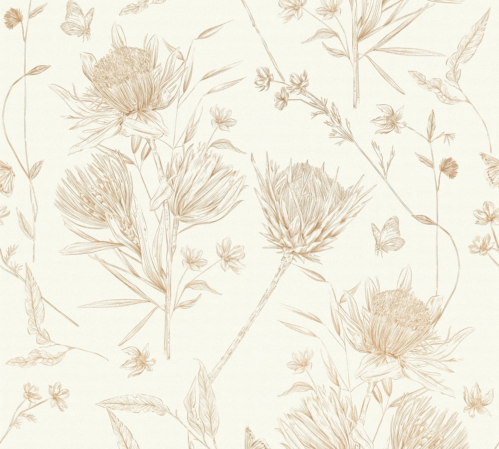 Livingwalls Vliestapete Drawn Into Nature Floral 394271