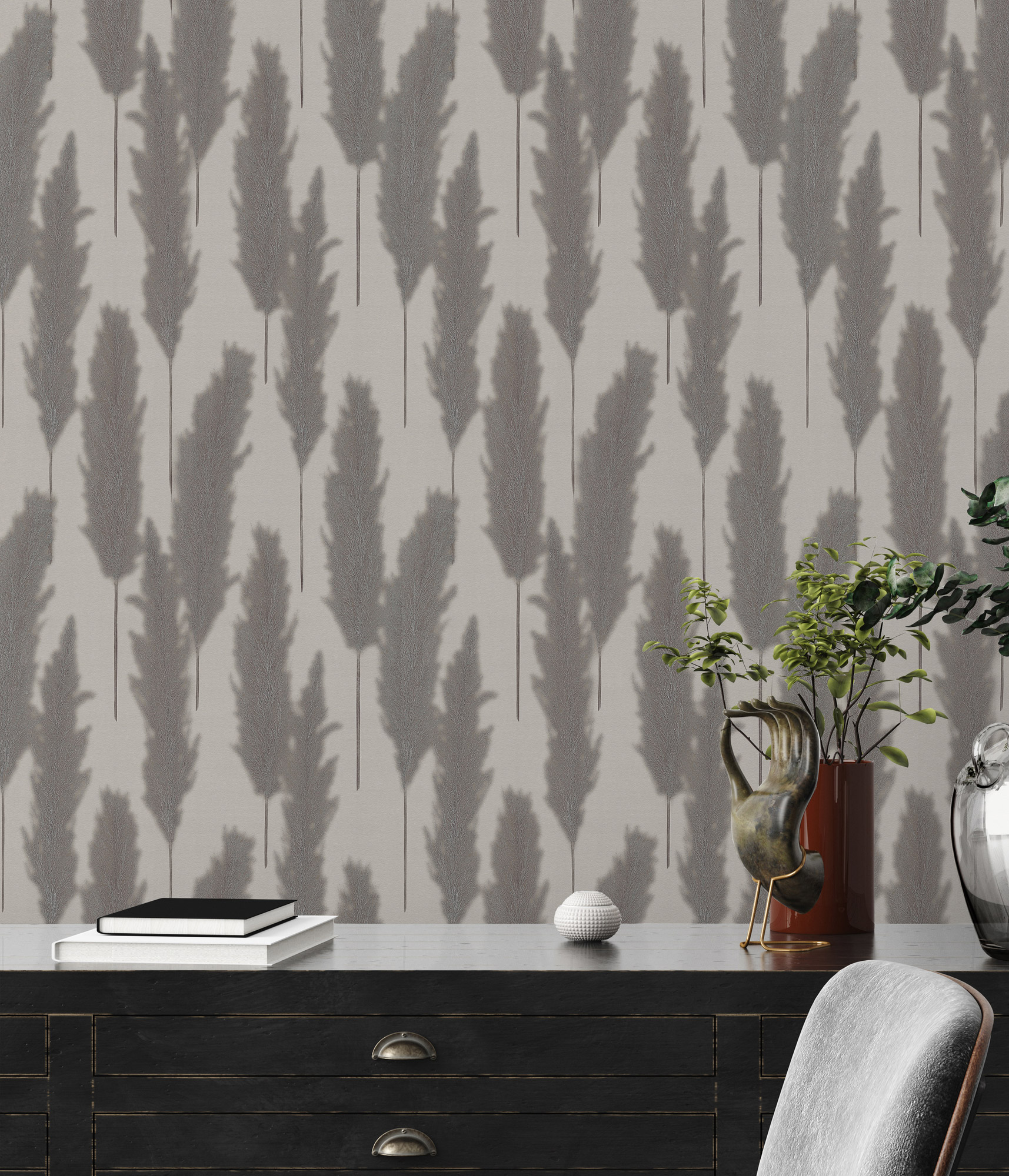 AS Vliestapete #Hygge Pampasgras Grau 386314