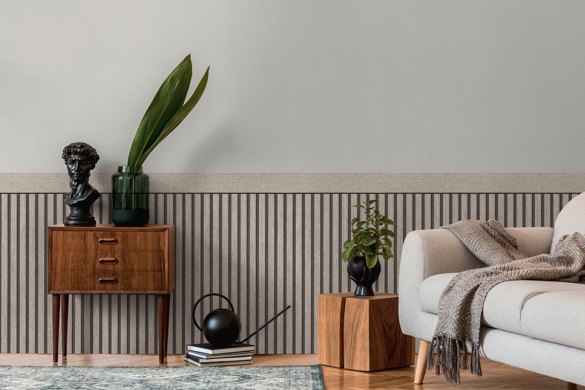 AS Vliestapete Wallpanel Greige Holzpaneele 397442