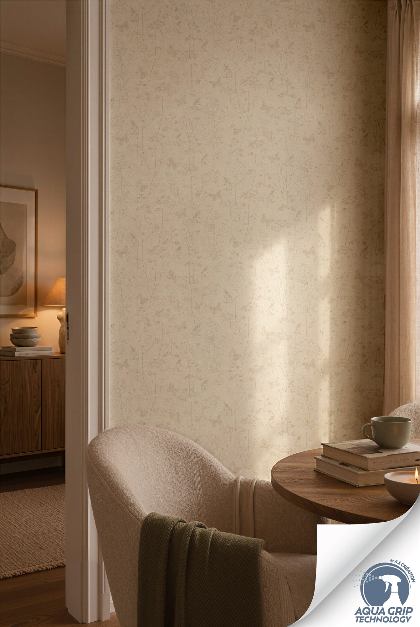 AS Vliestapete Cosiness Designdrop 2 Floral Beige 792832