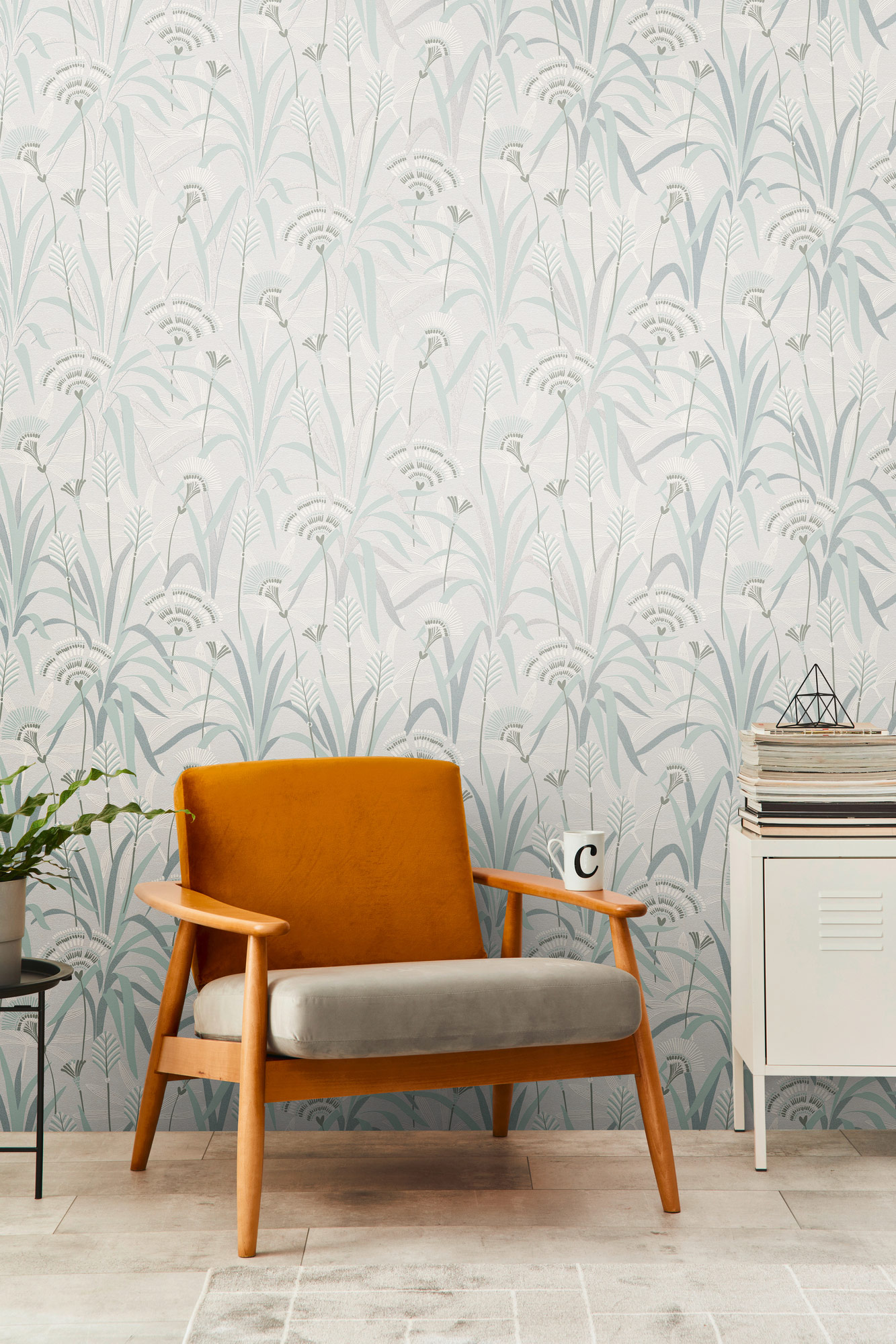 AS Vliestapete French Affair Blätter Grau 399363