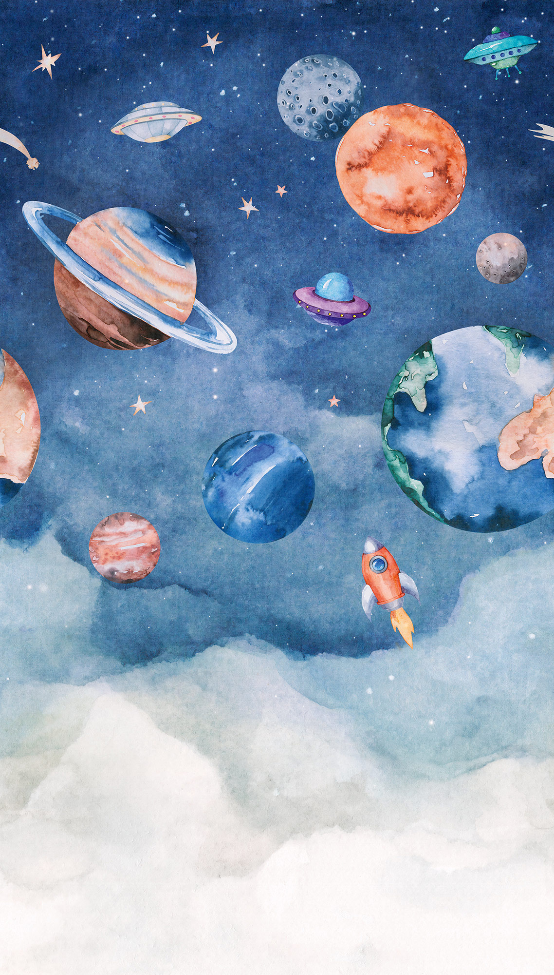 Grandeco Wandbild Eine Rolle ein Motiv 2 Planeten A77201