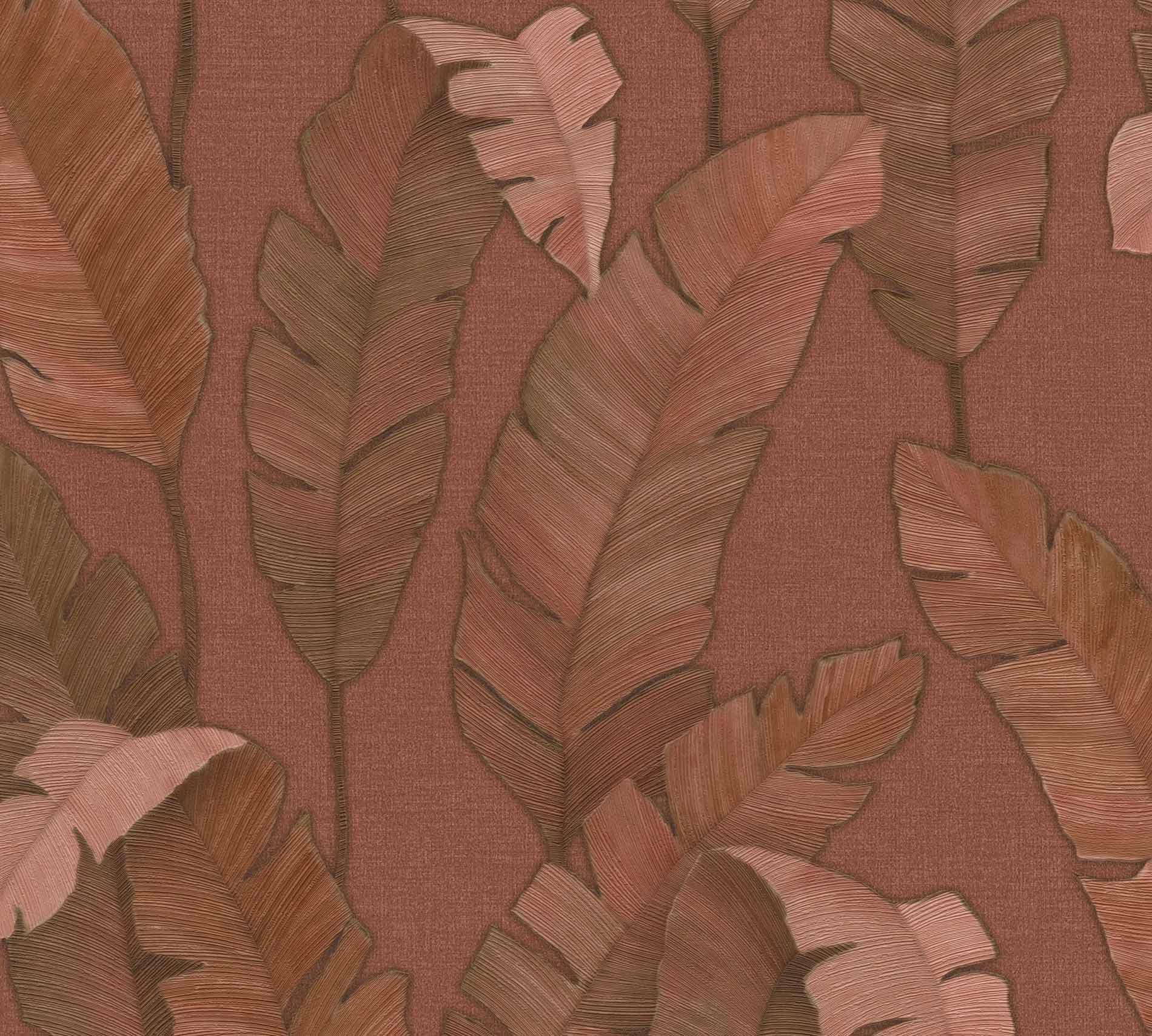 AS Vliestapete MS Travel Styles Blätter Rotbraun 392181