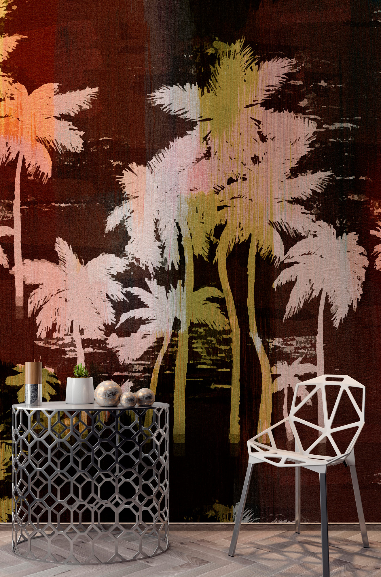 AS Fototapete Walls by Patel 5 Palmen Dunkelrot DD134933