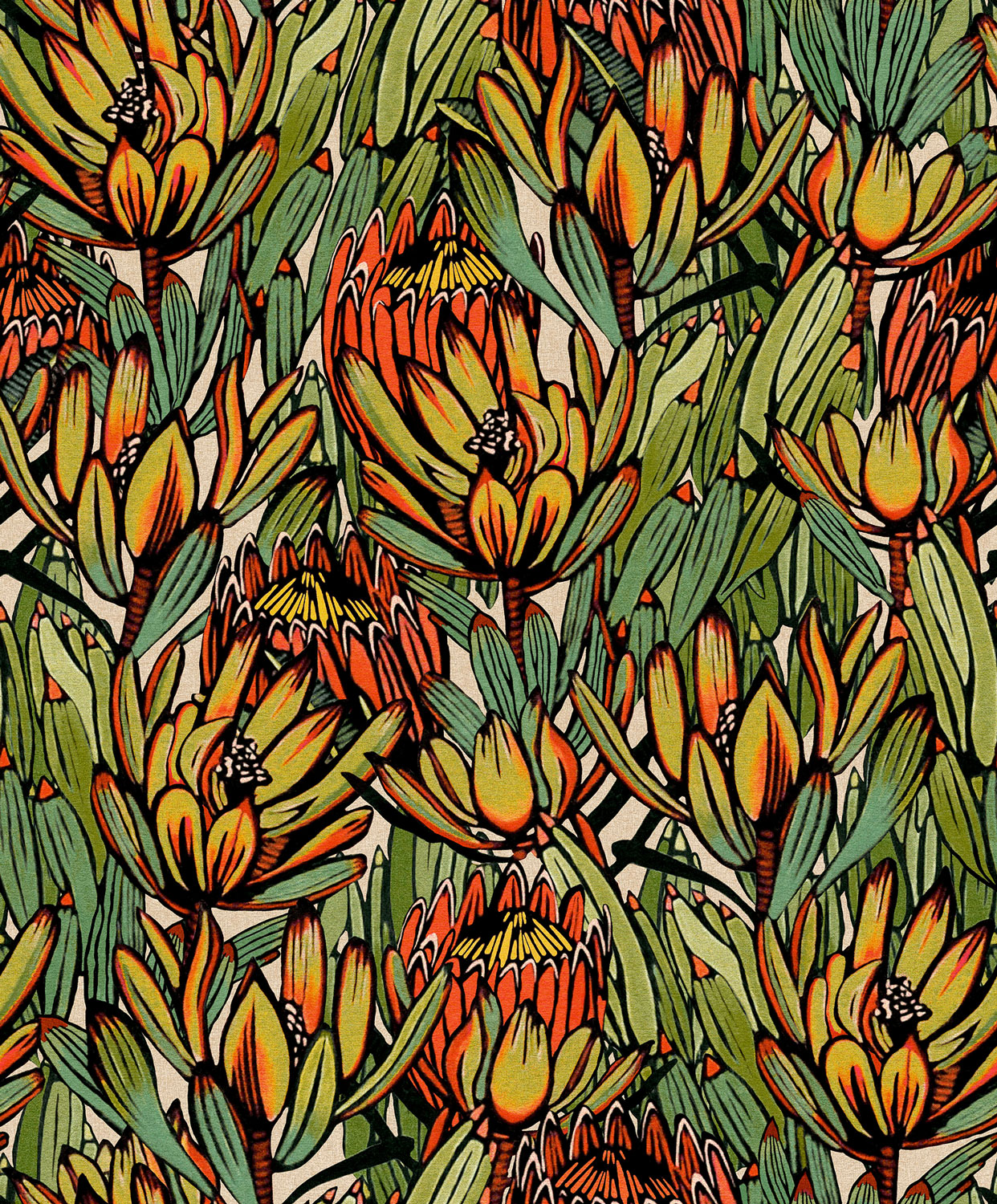 Thomas Vliestapete Brasilien Grün/orange Blumen BA26032 Thomas Vliestapete Brasilien Grün/orange Blumen BA26032