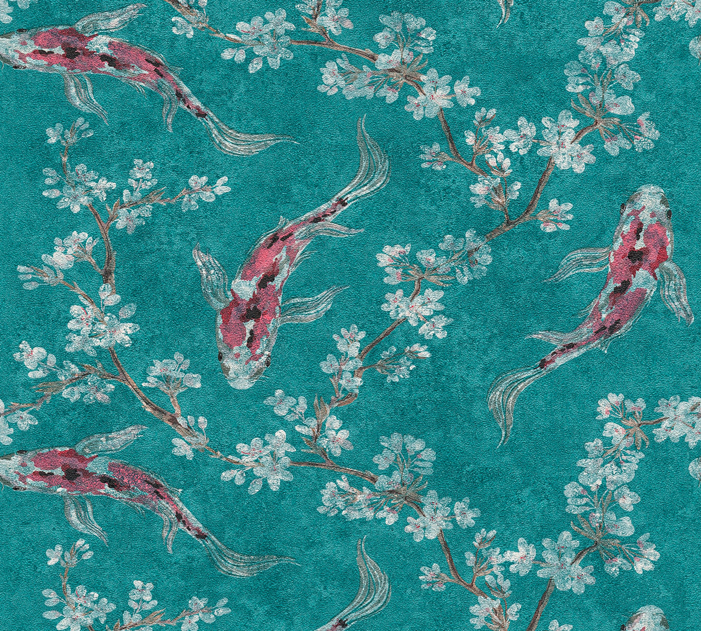 AS Vliestapete Asian Fusion Fische Kois Türkis 374623 AS Vliestapete Asian Fusion Fische Kois Türkis 374623