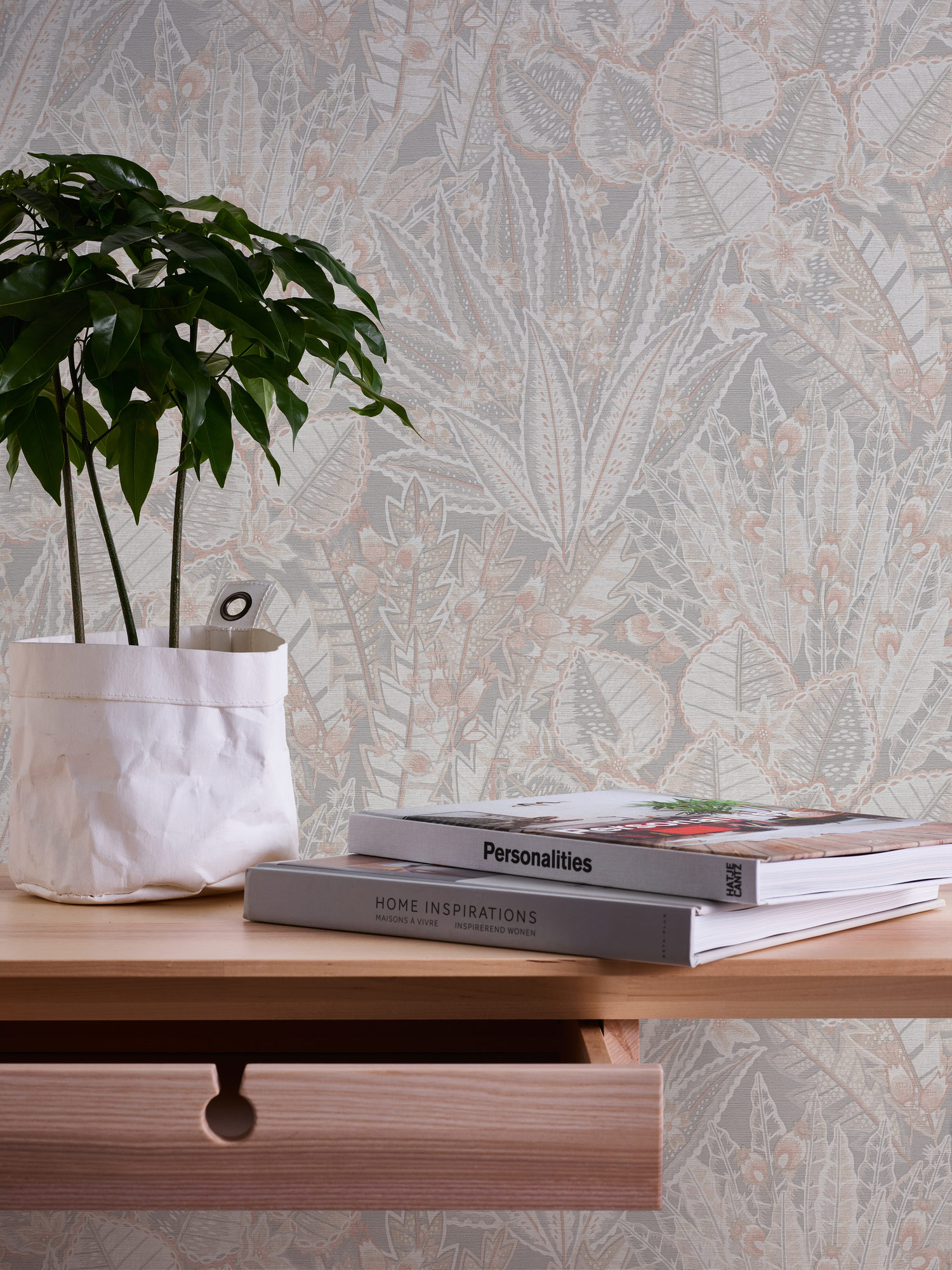 Livingwalls Vliestapete Stories of Life Floral Grau 396534