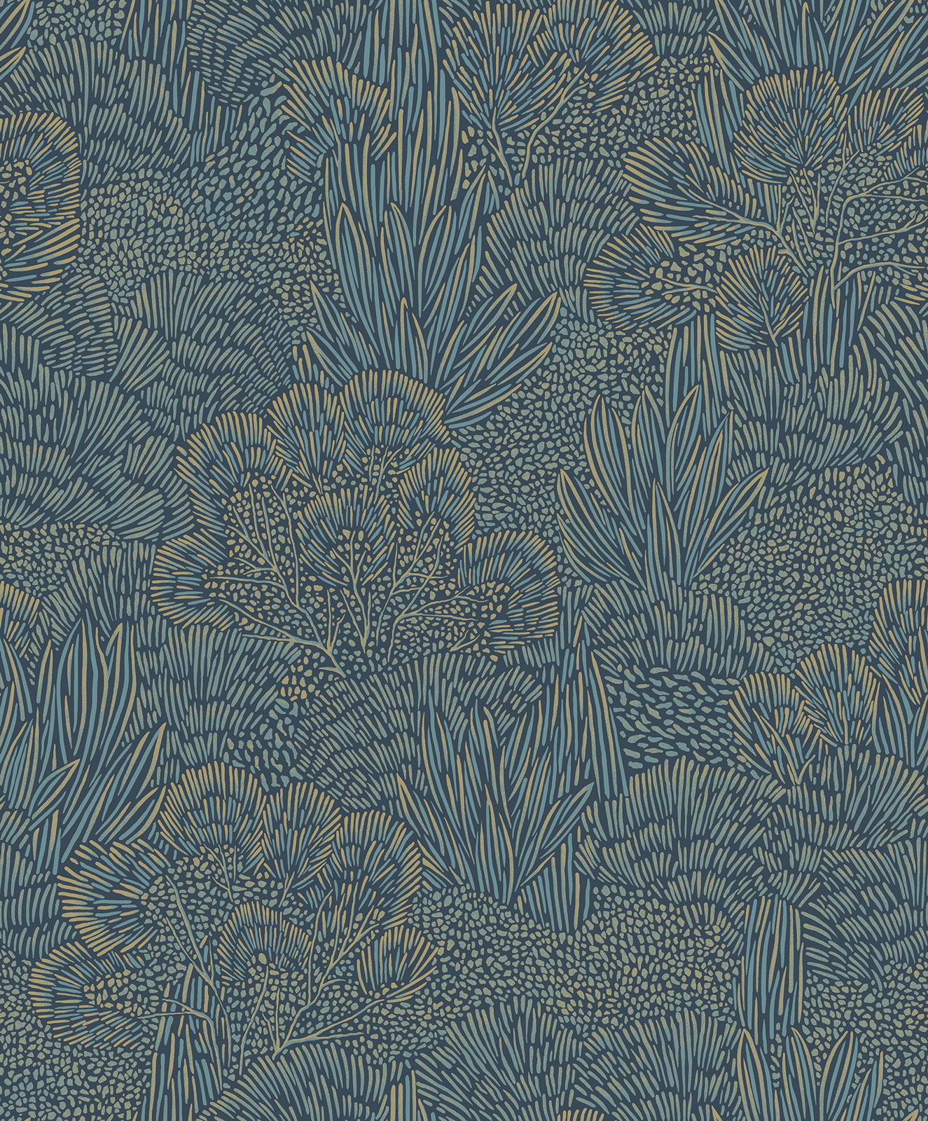 Thomas Vliestapete Brasilien Blau / gold Pflanzen BA26064 Thomas Vliestapete Brasilien Blau / gold Pflanzen BA26064