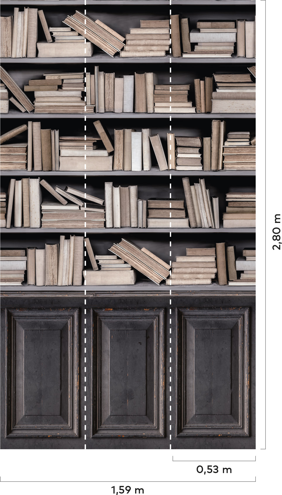 Grandeco Wandbild Eine Rolle ein Motiv Bücherwand A36801