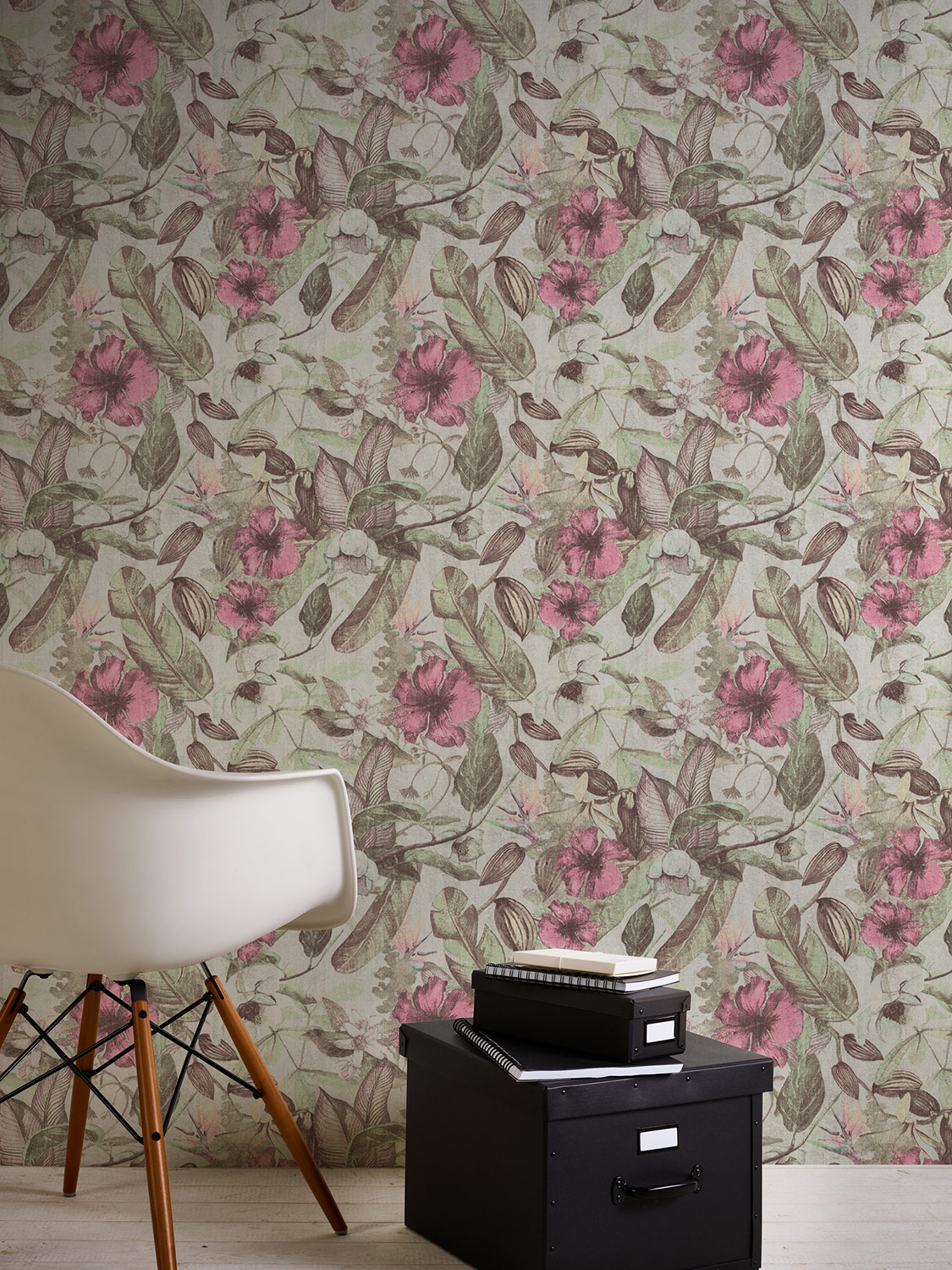 AS Vliestapete Greenery Blumen creme rosa grün 372164