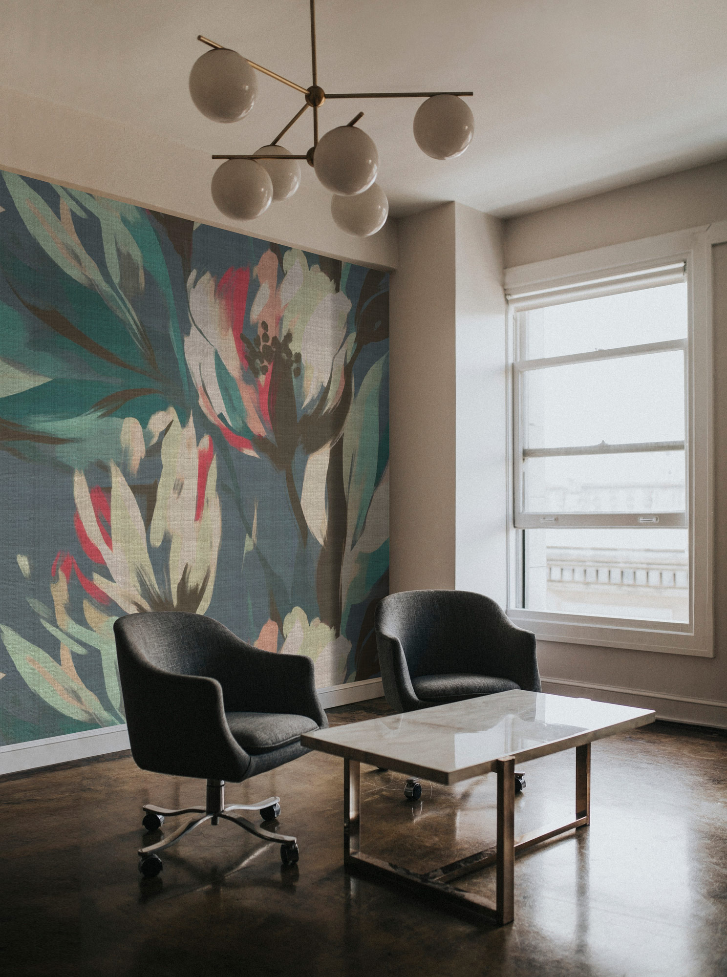 AS Fototapete Walls by Patel 5 Blumen Petrol DD134507