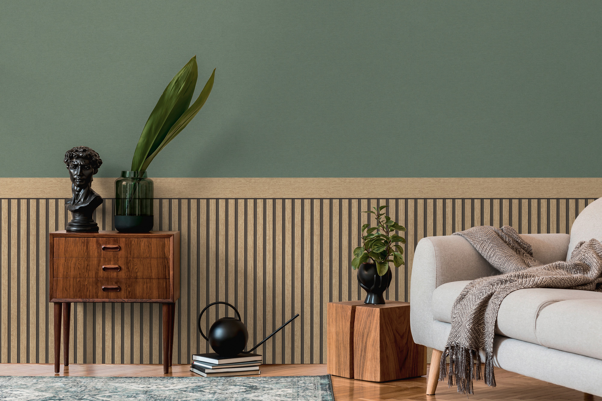 AS Vliestapete Wallpanel Beige Holzpaneele 397441