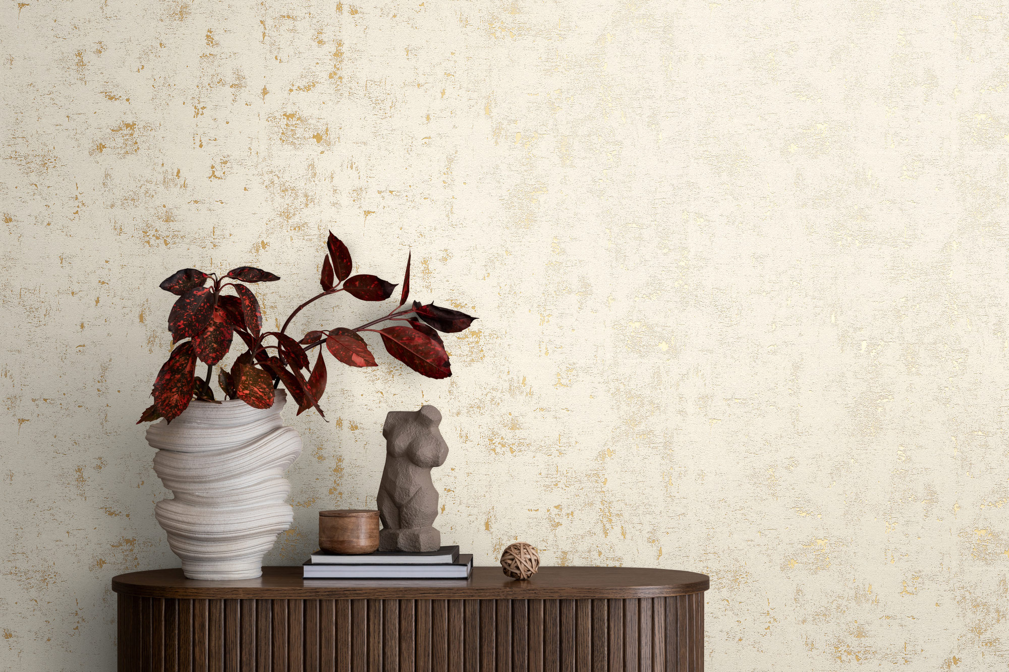 AS Vliestapete Blooming Vintage Used weiß-gold 230775