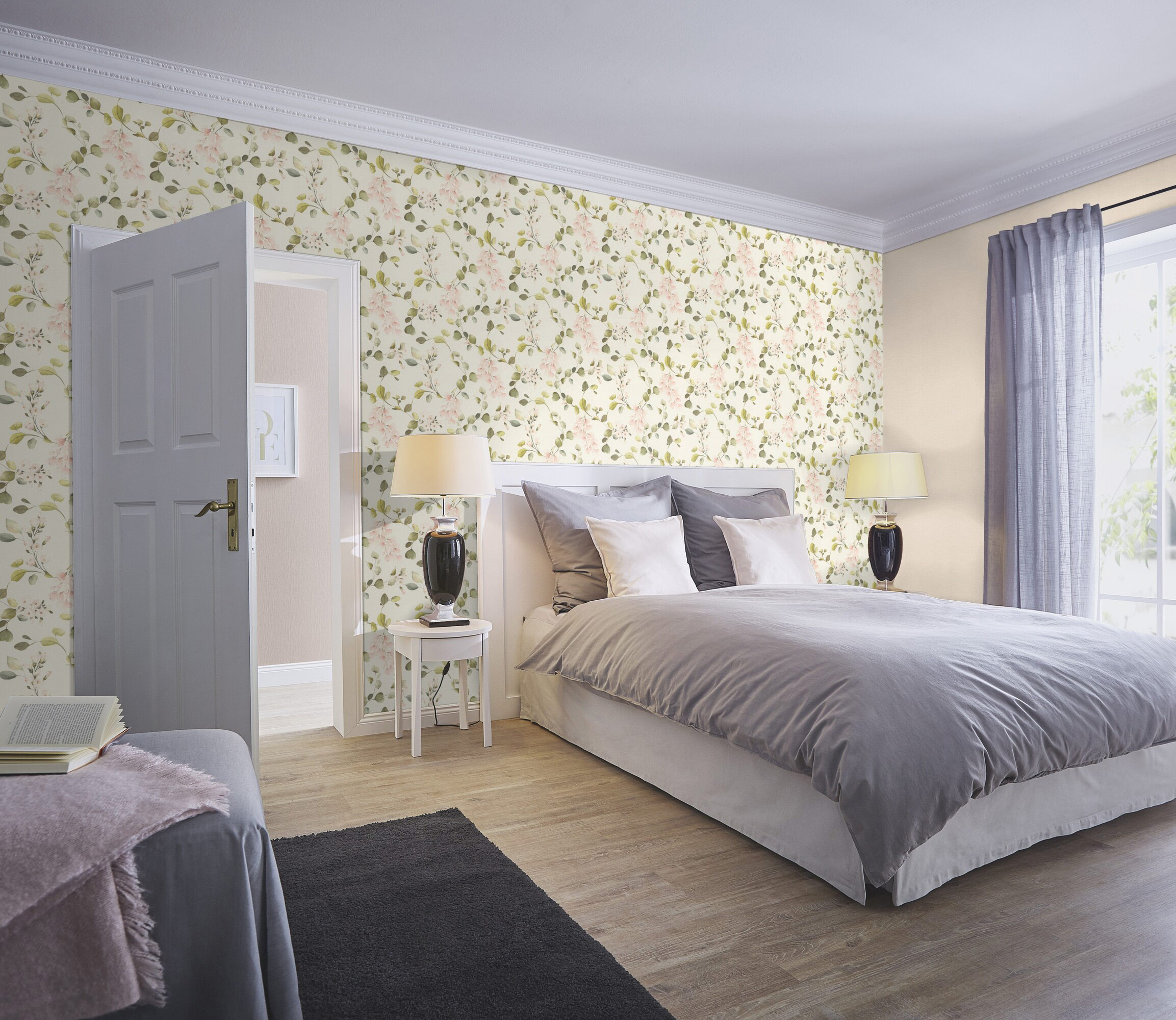 Rasch Vliestapete Peonies Rosa Blätter 582215