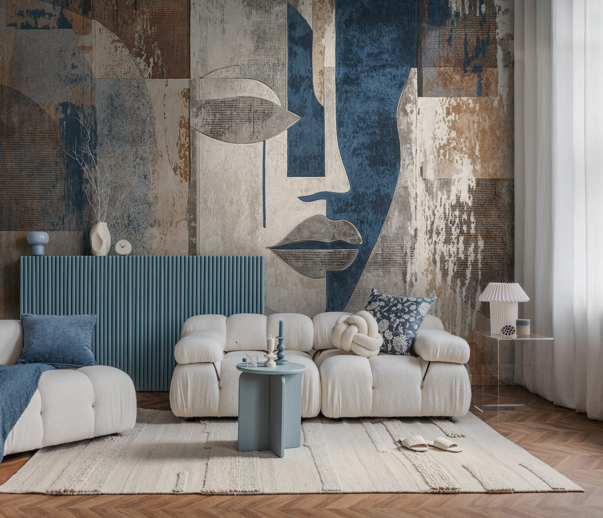 AS Fototapete The Wall 4 Abstrakt Blau 792472