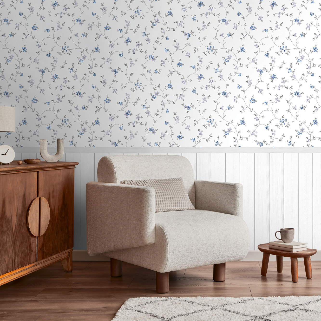 AS Vliestapete Wallpanel creme Blümchen 398052