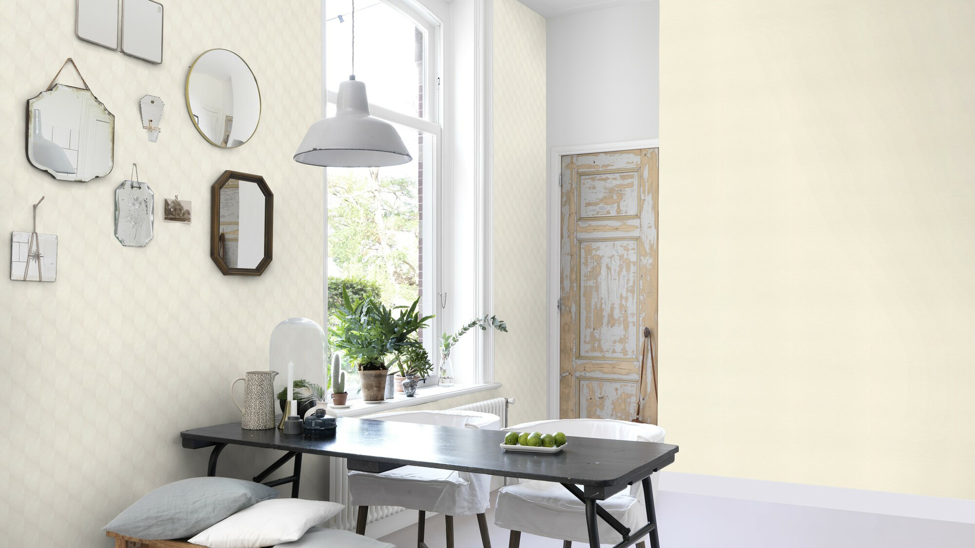 Rasch Vliestapete Tropical House Dreiecke weiss 687910