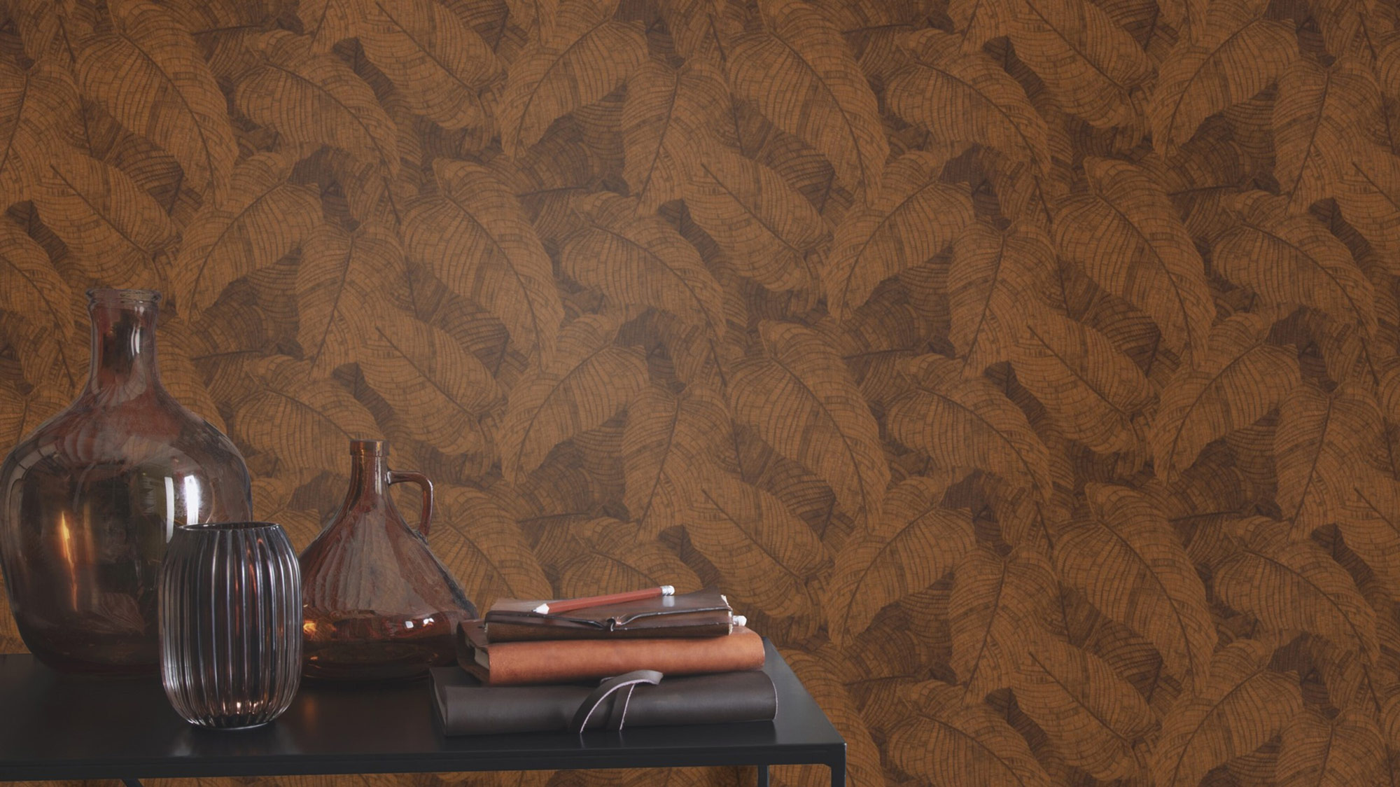 Rasch Vliestapete Amara Braun-Messing dunkel 720563