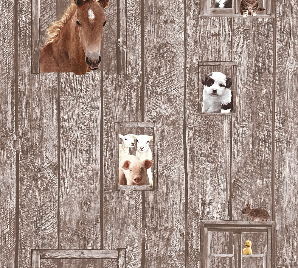 AS Vliestapete Little Stars Kindertapete Tiere Holz 358422