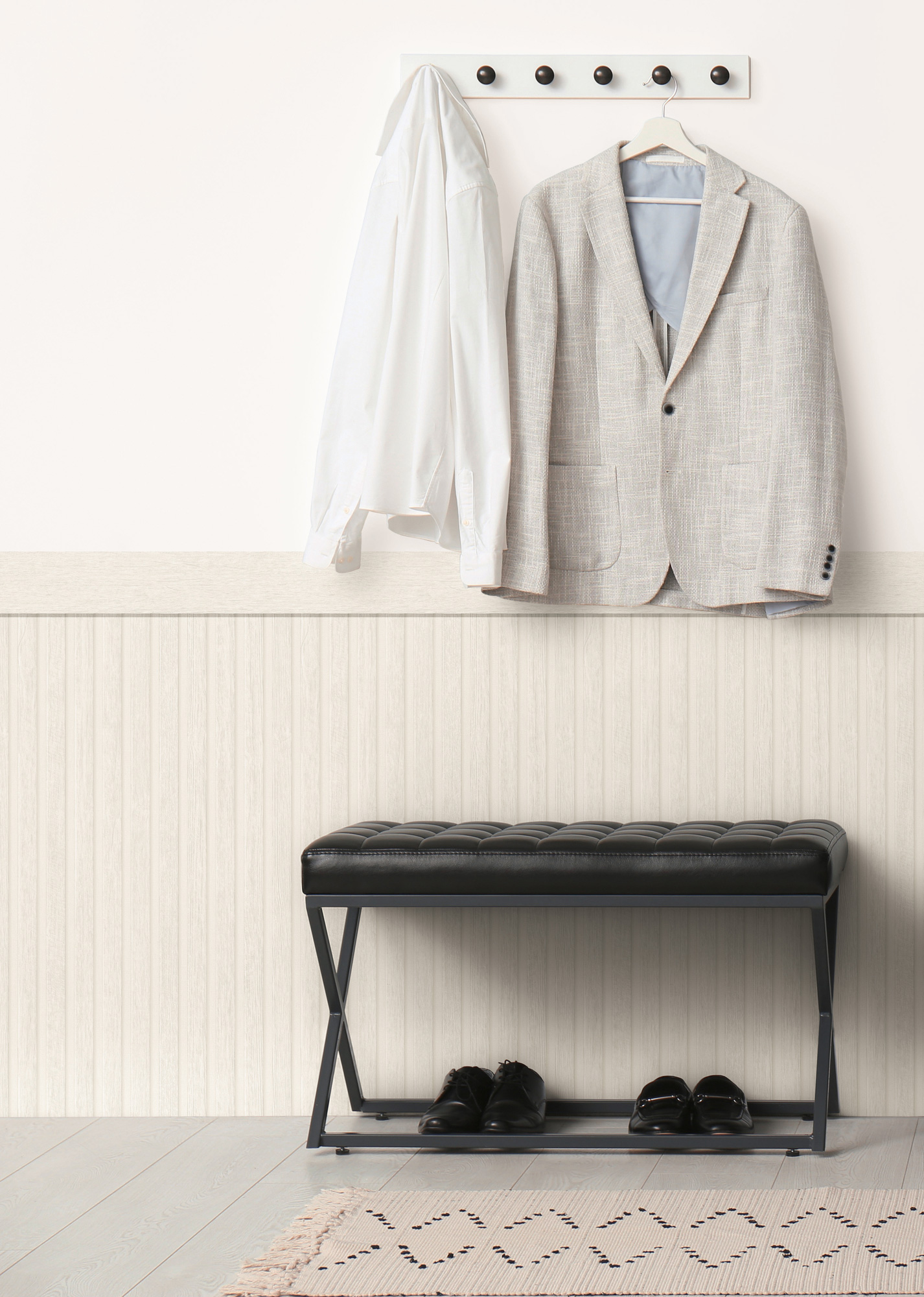 AS Vliestapete Wallpanel Hellgrau Holzpaneele 397443