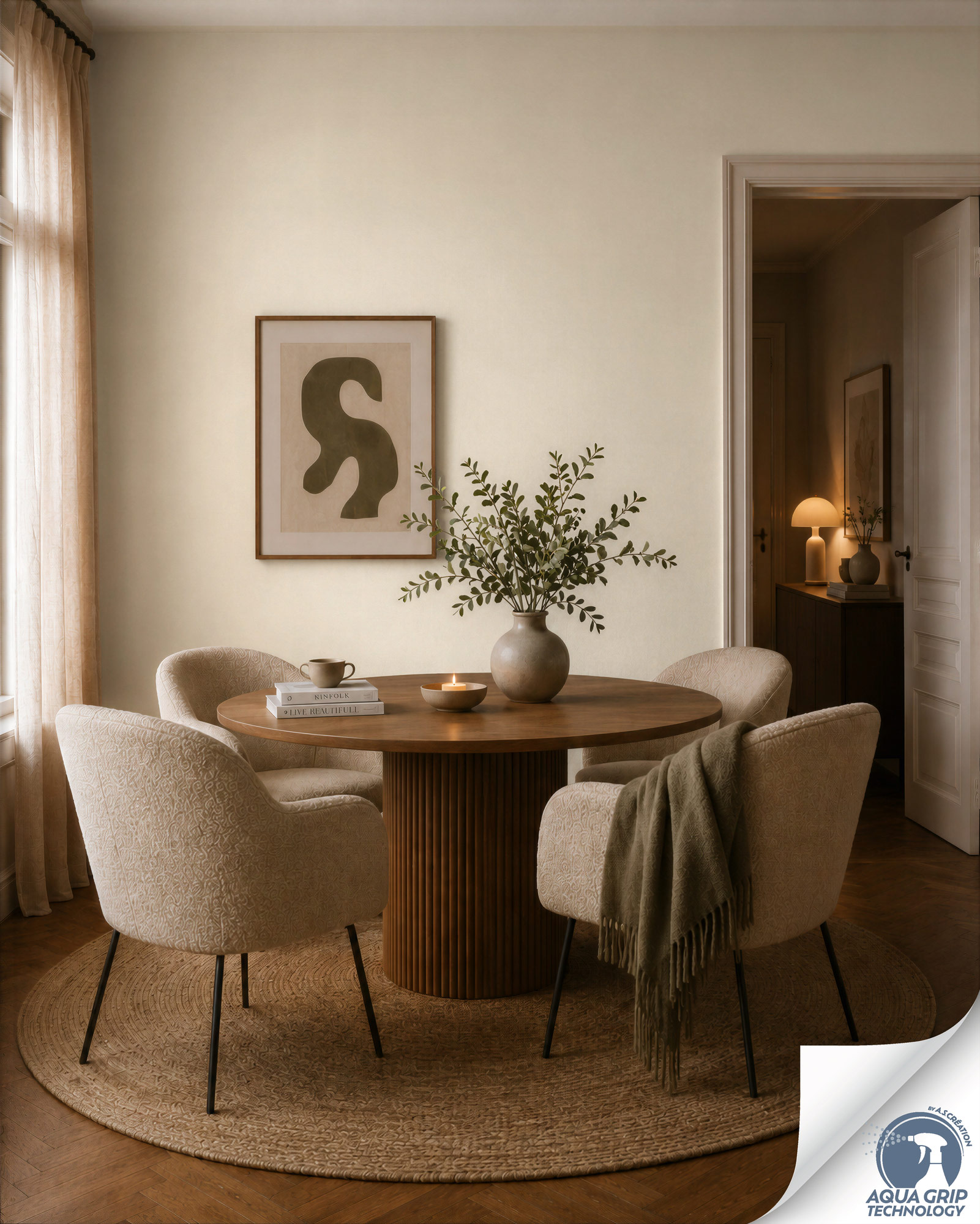 AS Vliestapete Cosiness Designdrop 2 Uni Creme 792844