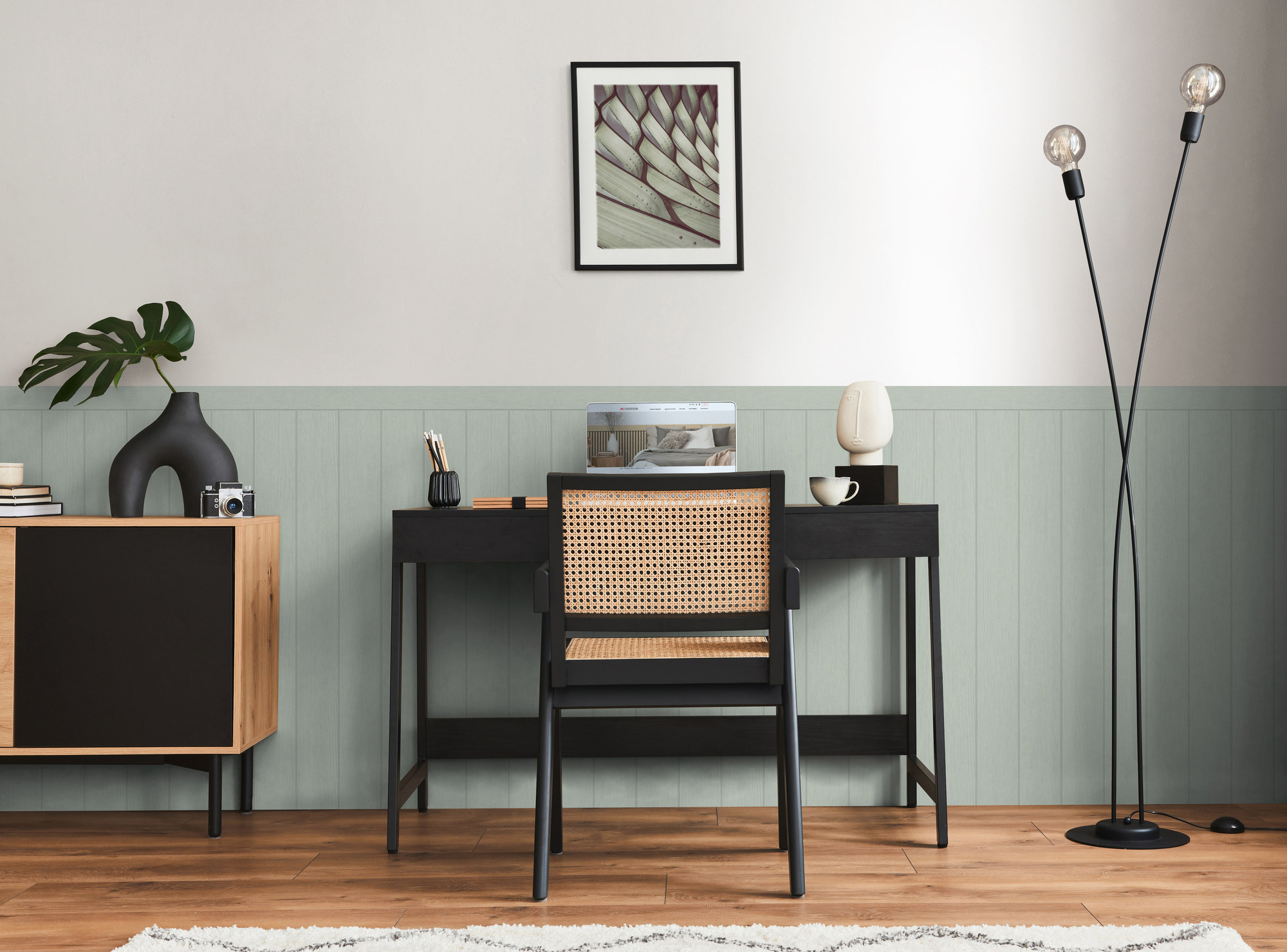 AS Vliestapete Wallpanel blau Holzpaneele 398031