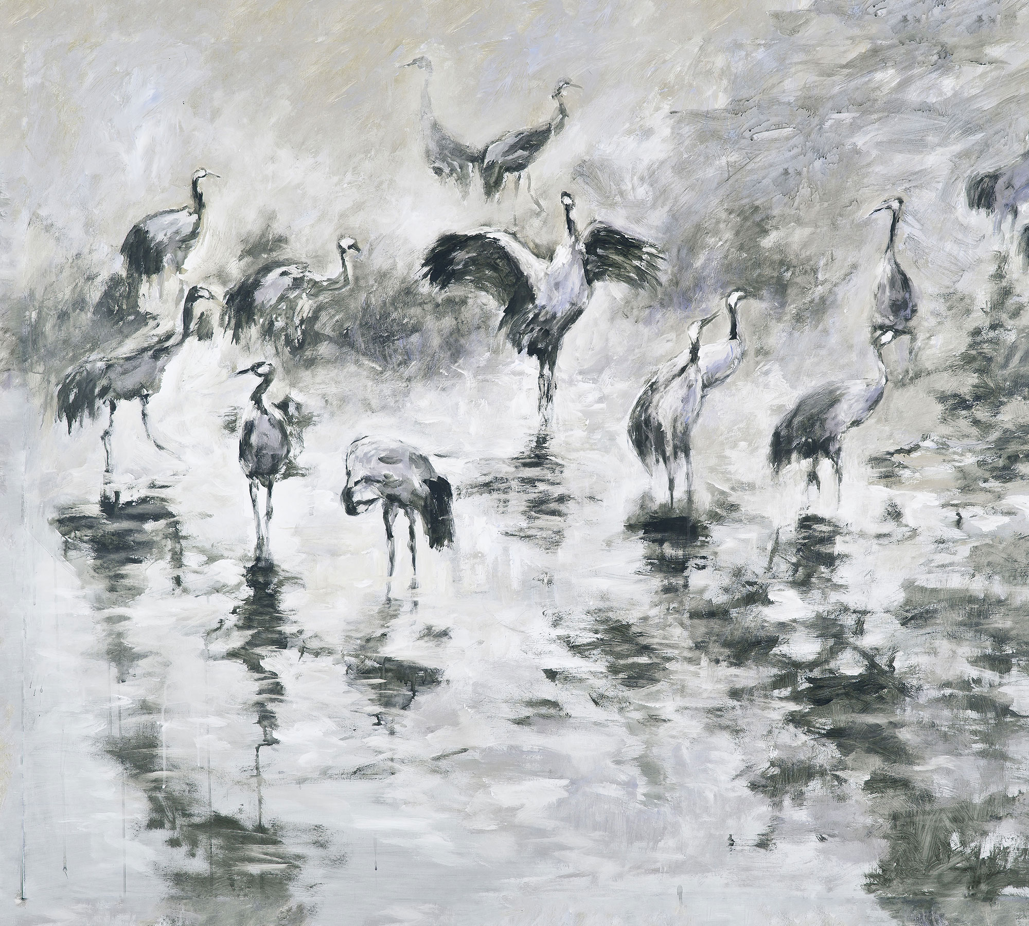 Erismann Fototapete GMK Art Edition Kraniche grau 222925