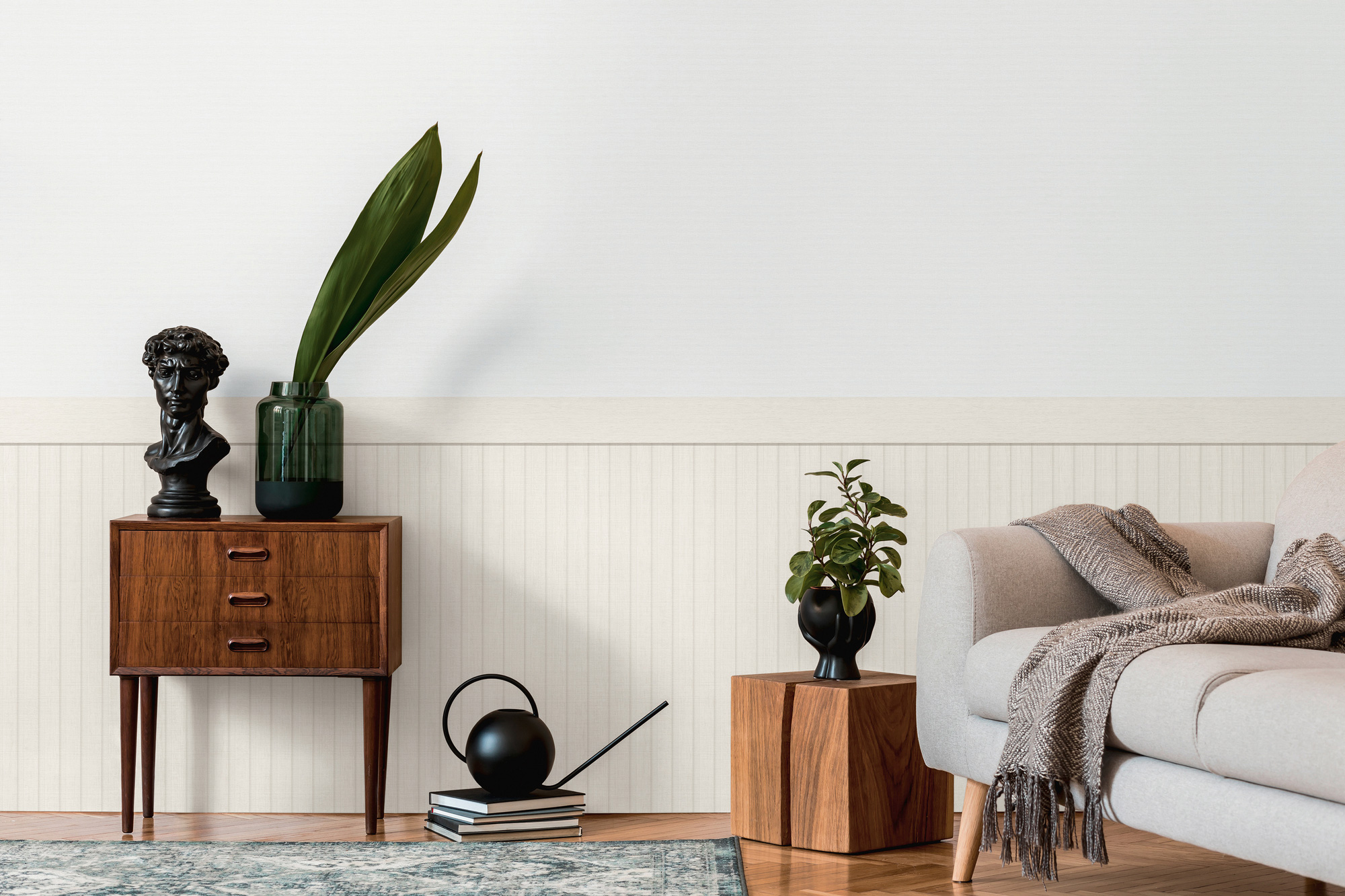 AS Vliestapete Wallpanel Hellgrau Holzpaneele 397443