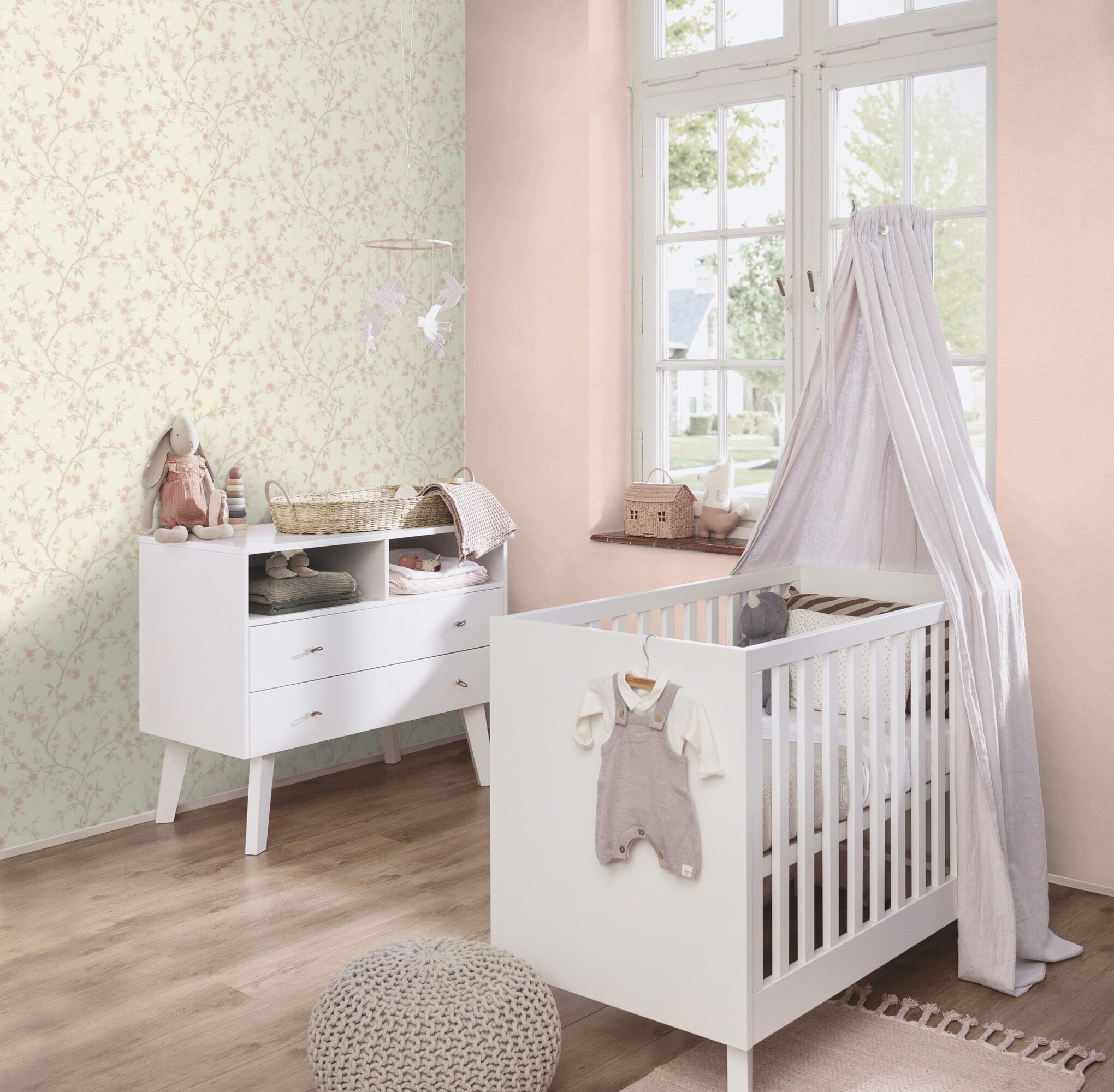 Rasch Vliestapete Country Charme Rosa-Puderrosa 456745