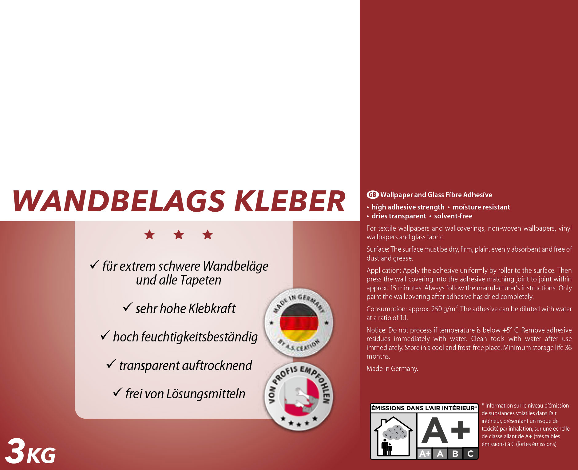 AS Wandbelagskleber Tapetenkleister | 3 kg