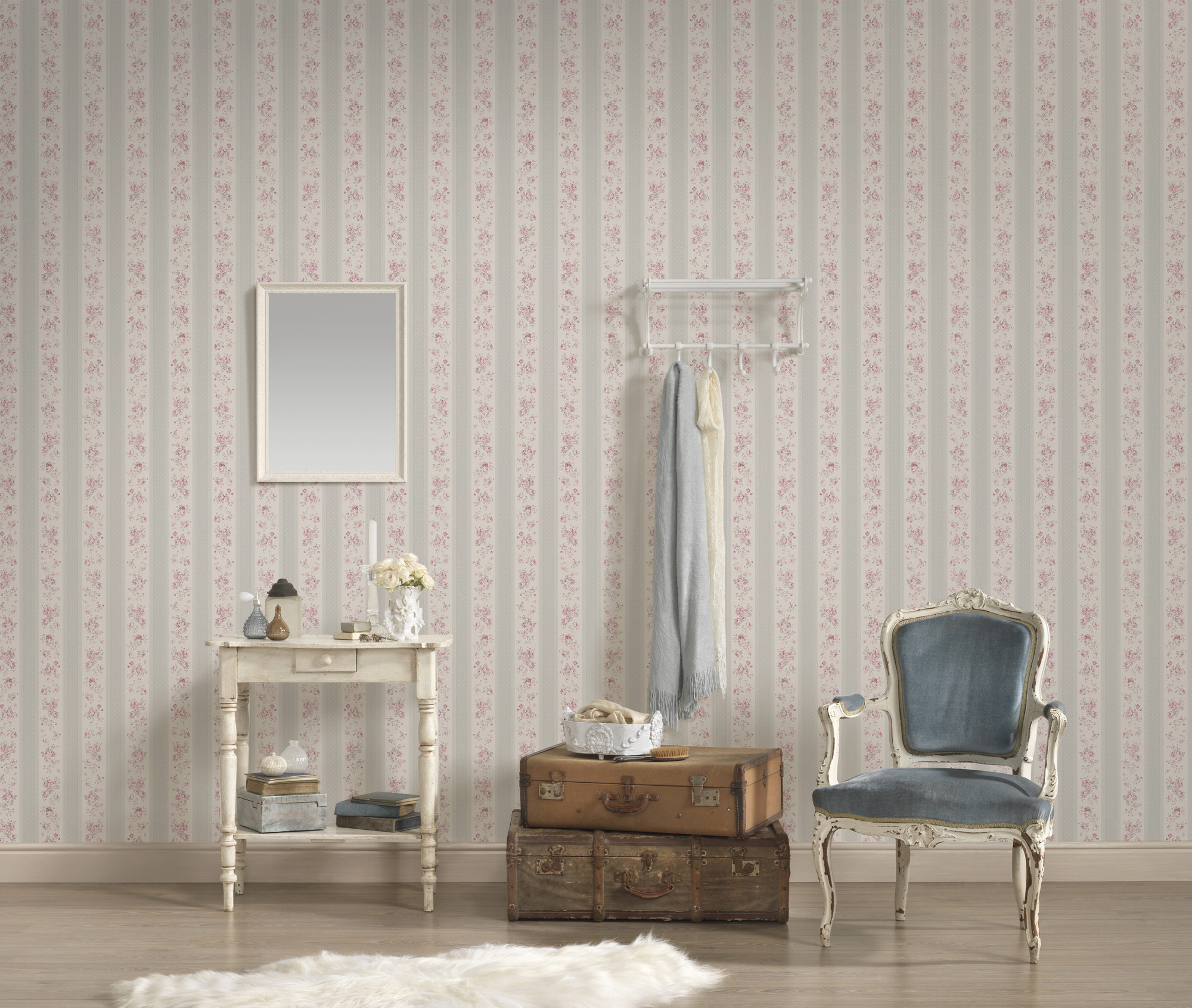 AS Vliestapete Maison Charme Floral grau 390692