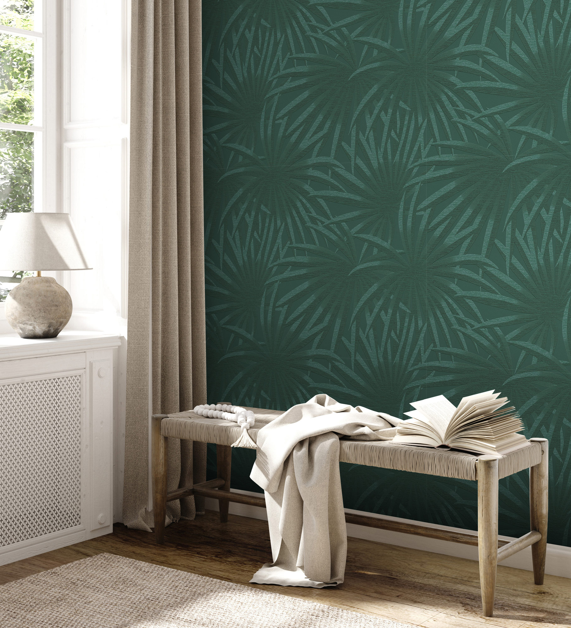 AS Vliestapete Casual Living Grün Palmenblätter 393383