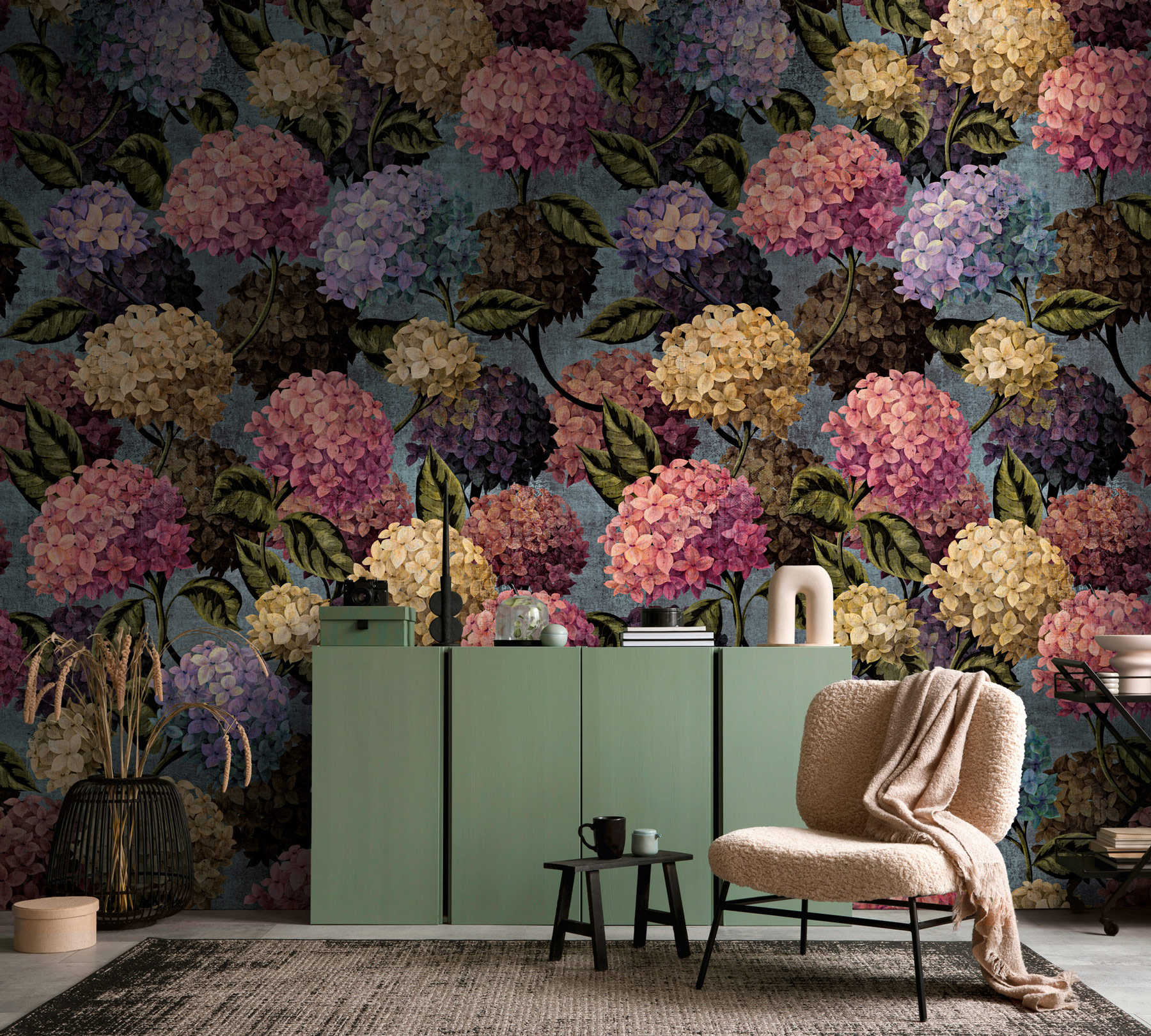 AS Fototapete The Wall 4 Blumen Blau 792489