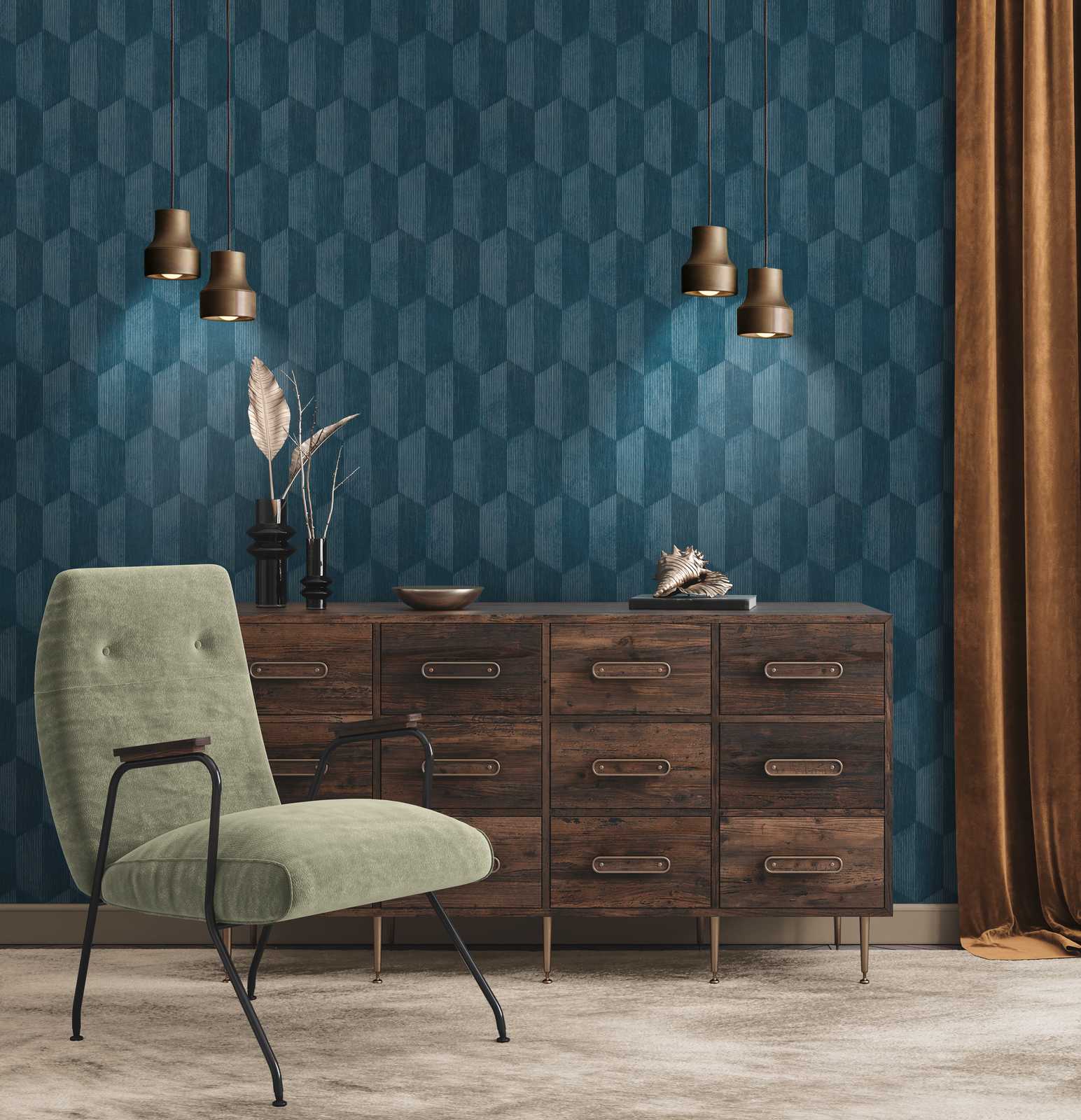 AS Creation Vliestapete Geo Effect blau 385921
