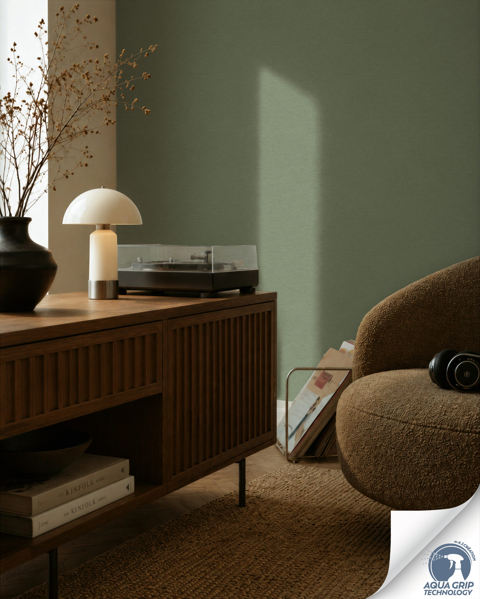AS Vliestapete Cosiness Designdrop 2 Unitapete Grün 784991