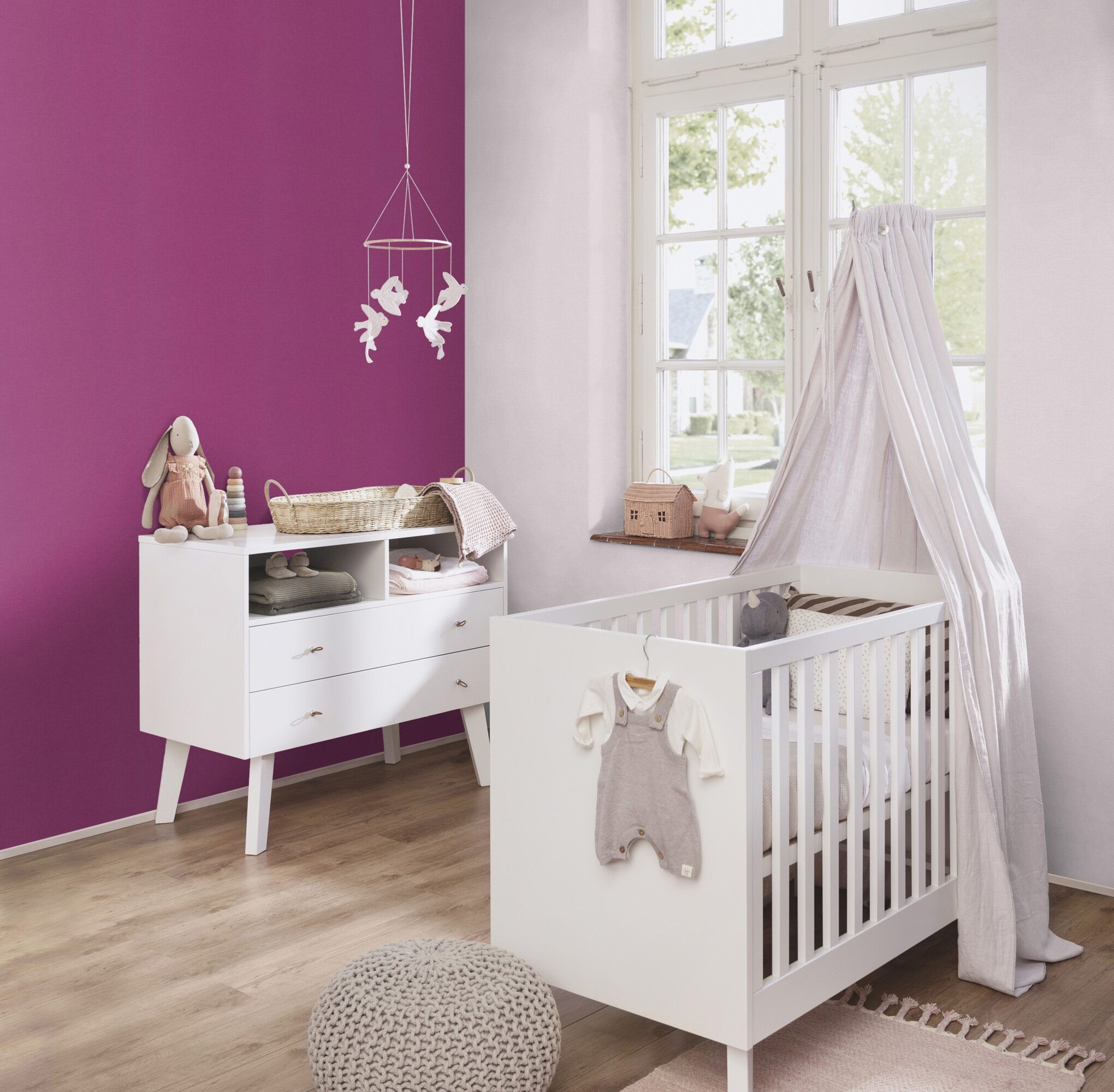 Rasch Vliestapete Country Charme Rosa-Hellrosa 448528