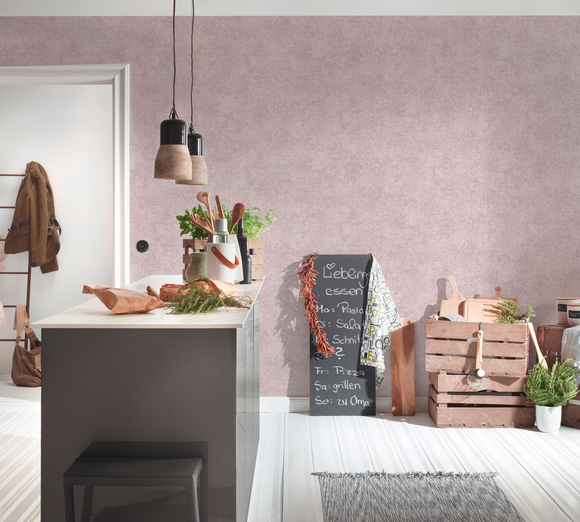 AS Vliestapete Trendwall 2 Unitapete rose 380894