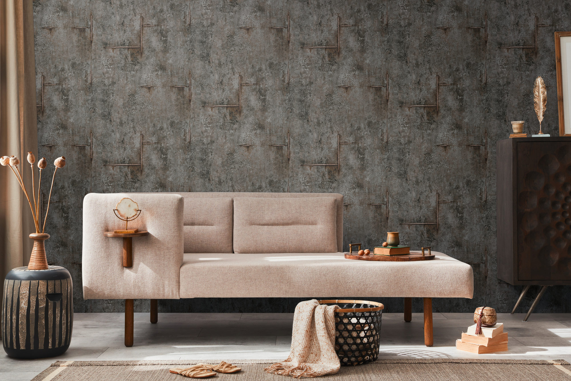 AS Vliestapete CosmoLiving Betonoptik Schwarz 790855