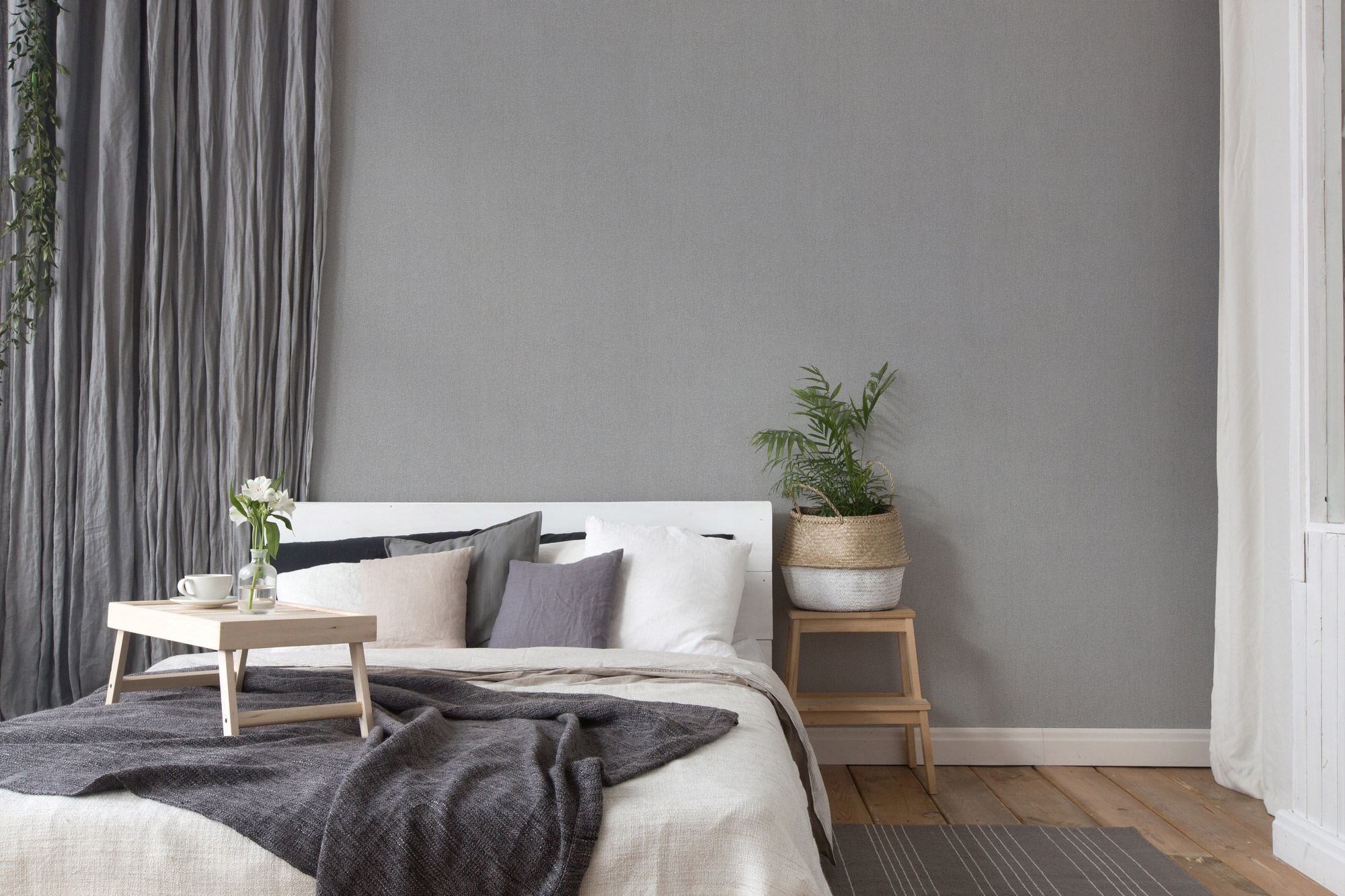 AS Vliestapete #Hygge Unitapete Grau 385991