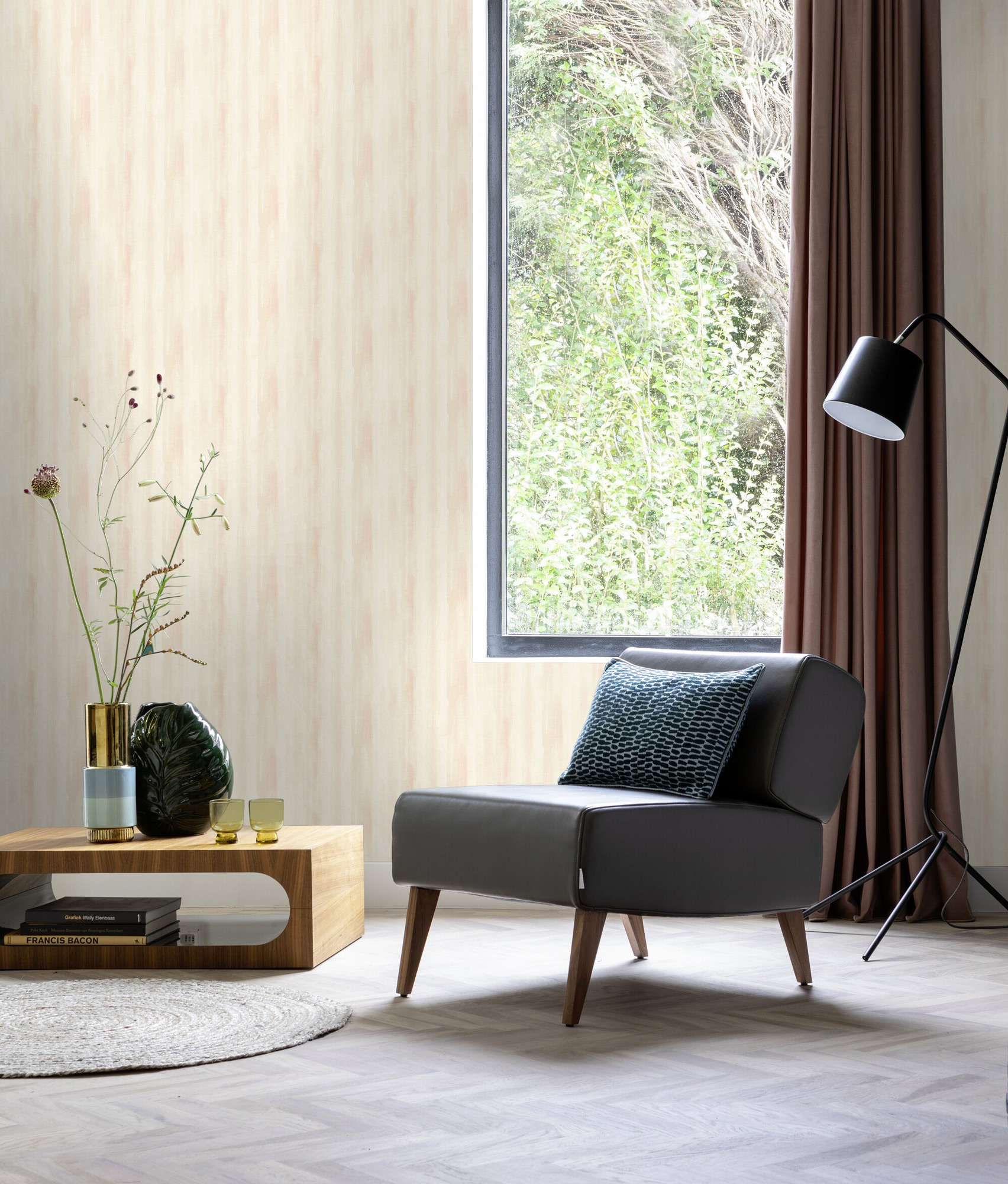 Rasch Vliestapete Peonies Rosa Streifen 509342