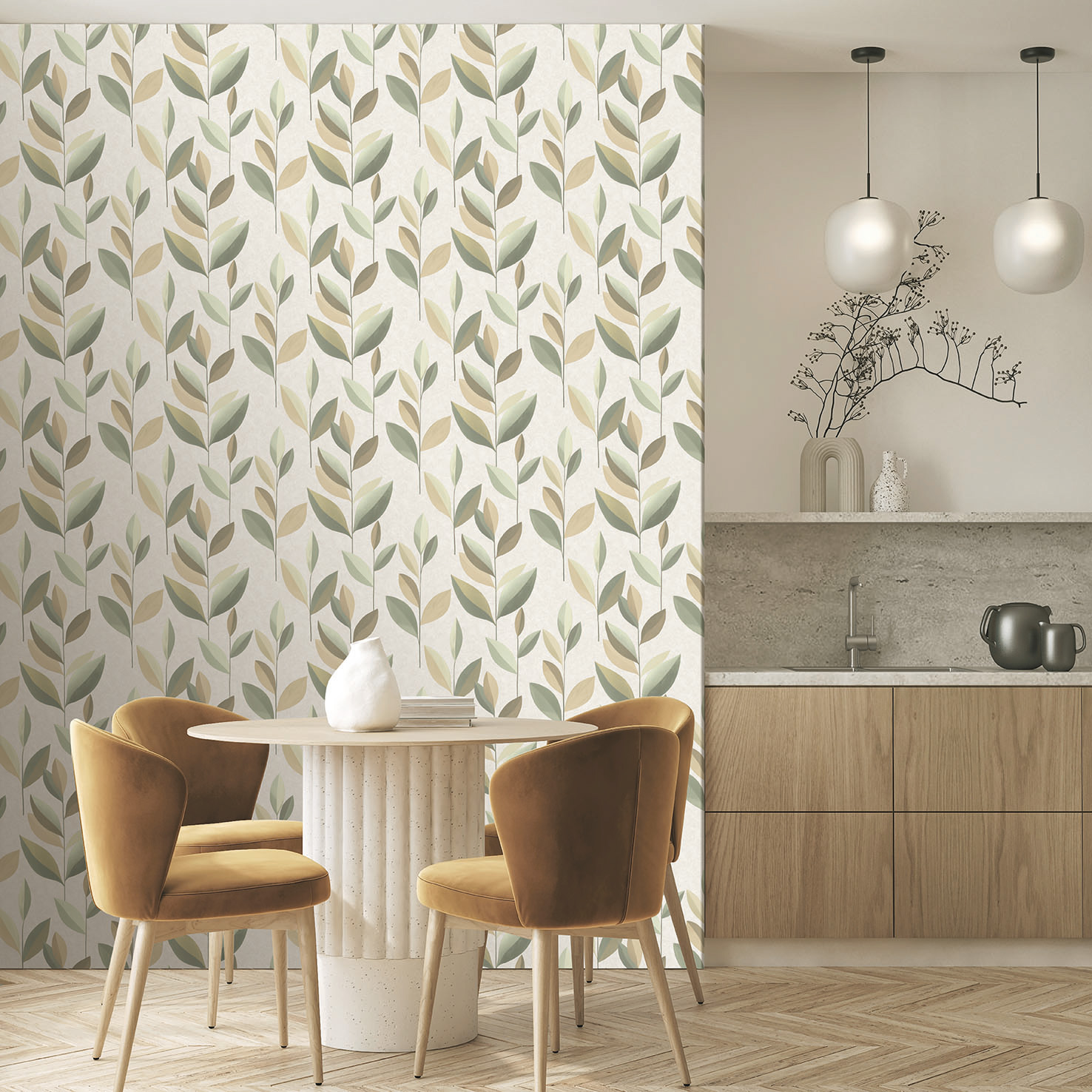 Decoprint Vliestapete Serenity Glatte Blätter SY27552