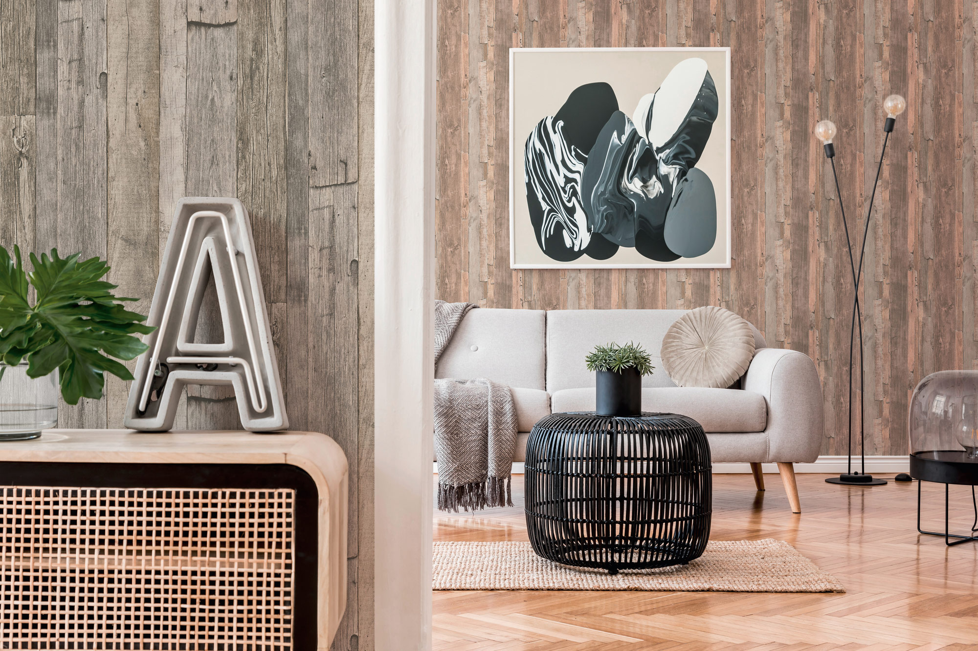 AS Vliestapete Elements 2 Holzoptik Grau 959312