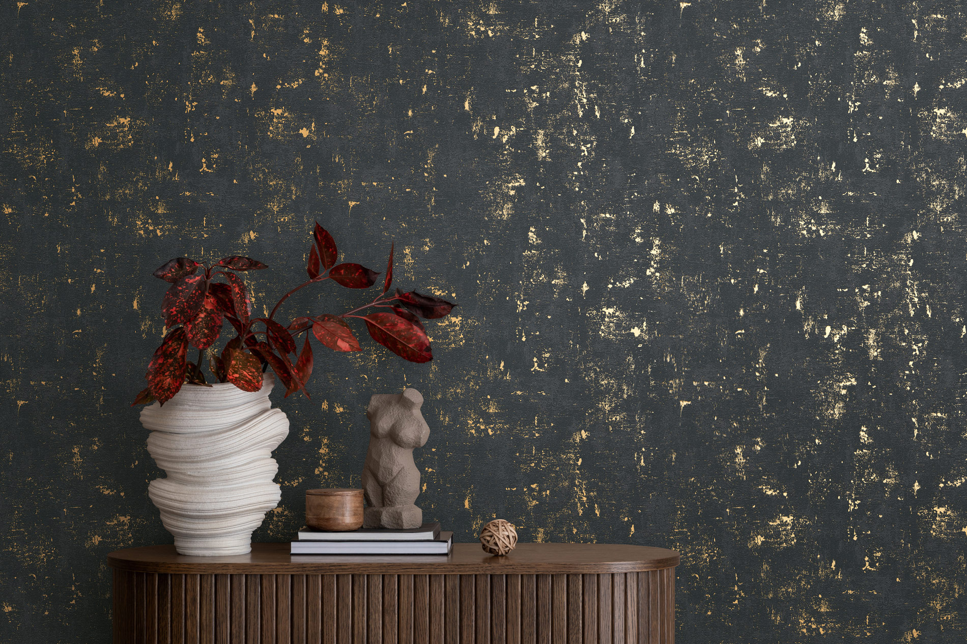 AS Vliestapete Blooming Vintage Used schwarz-gold 230782