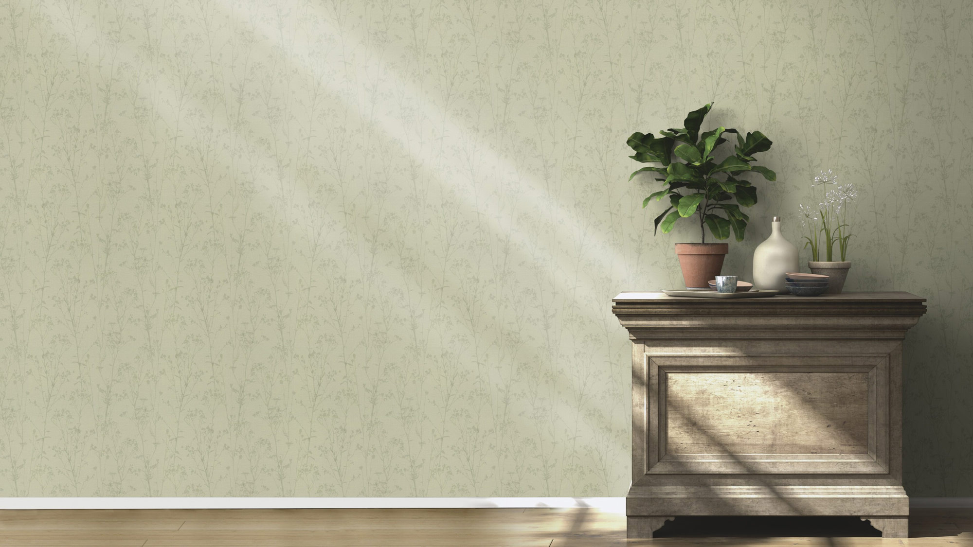 Rasch Vliestapete Peonies Grün Floral 582123