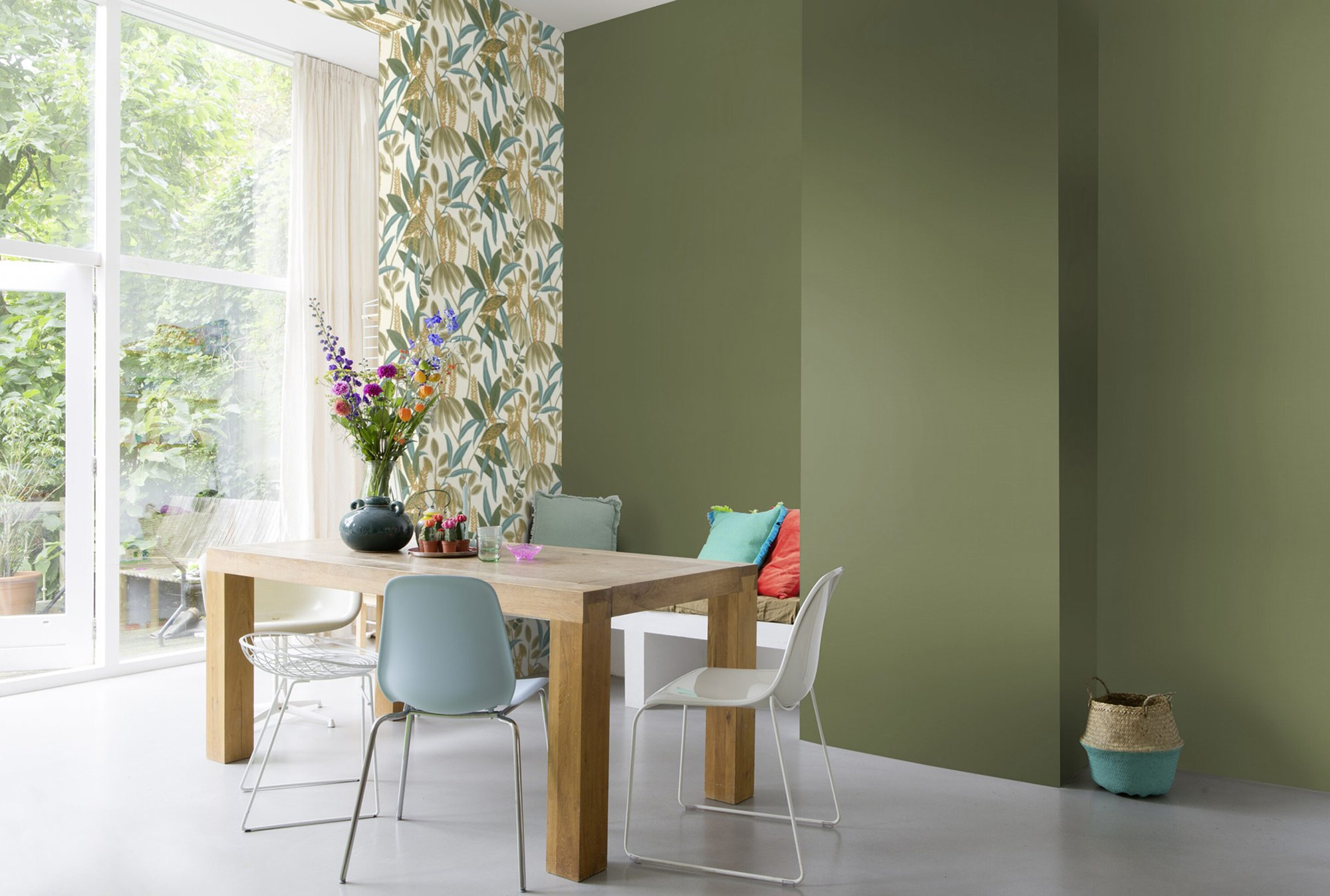 Rasch Vliestapete Country Charme Grün-Moosgrün 580624