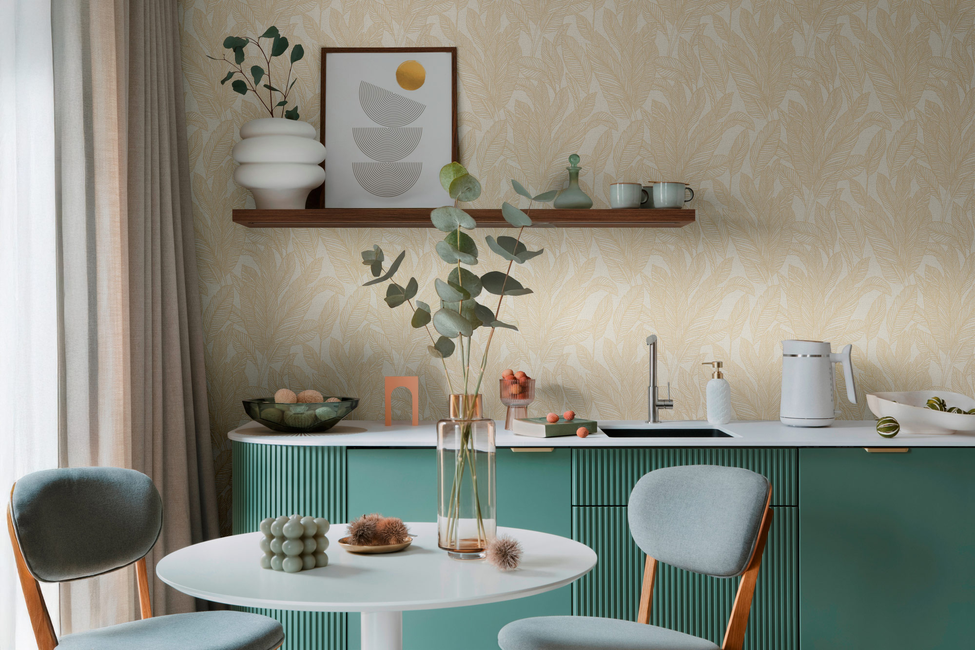 AS Vliestapete CosmoLiving Palmenblätter Beige 790642